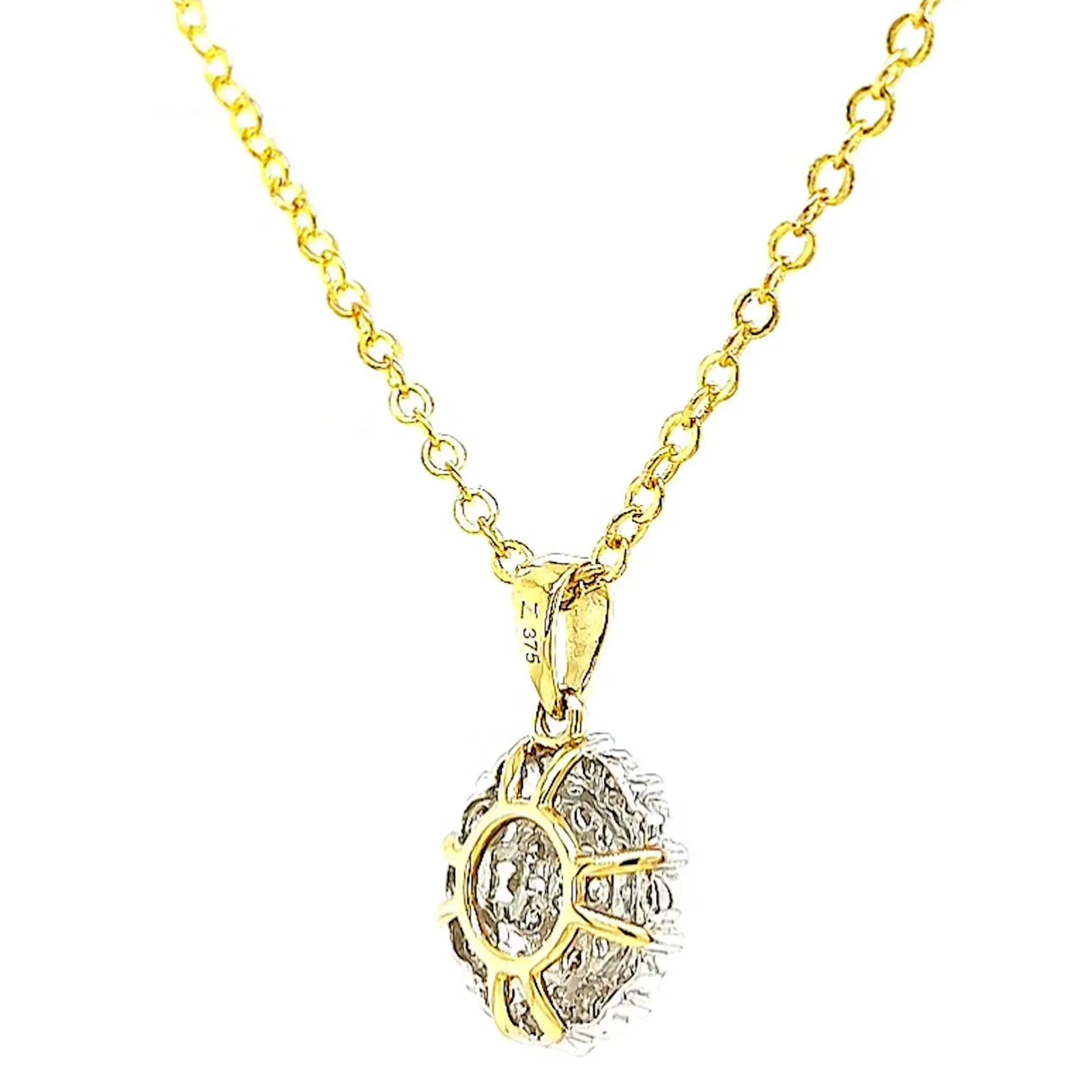 9ct Two Tone Gold Round Brilliant Cut 0.10 CARAT tw of Diamond Pendant