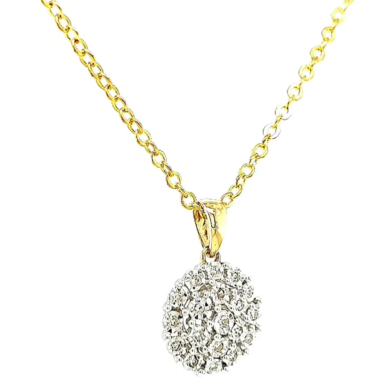 9ct Two Tone Gold Round Brilliant Cut 0.10 CARAT tw of Diamond Pendant