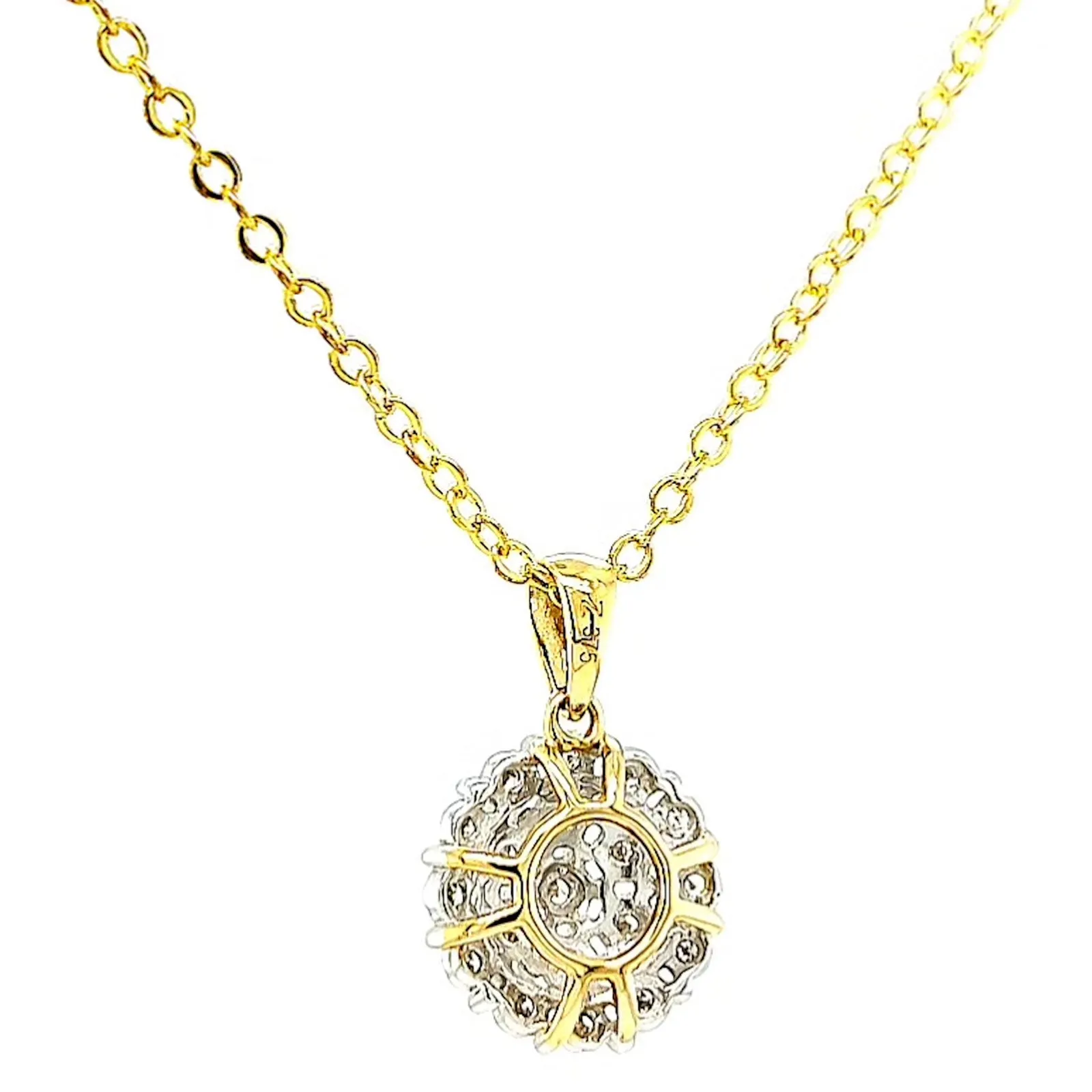 9ct Two Tone Gold Round Brilliant Cut 0.10 CARAT tw of Diamond Pendant