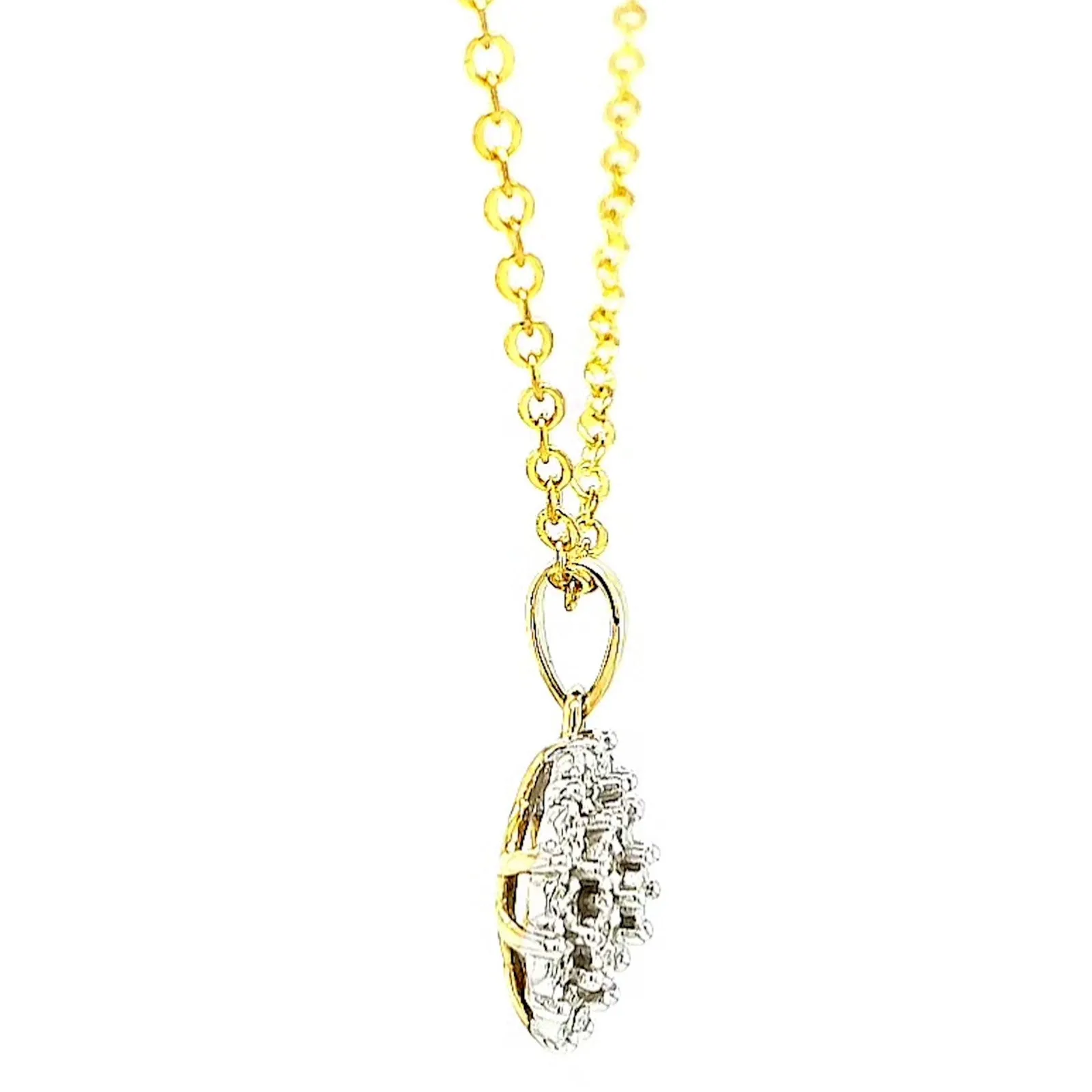 9ct Two Tone Gold Round Brilliant Cut 0.10 CARAT tw of Diamond Pendant