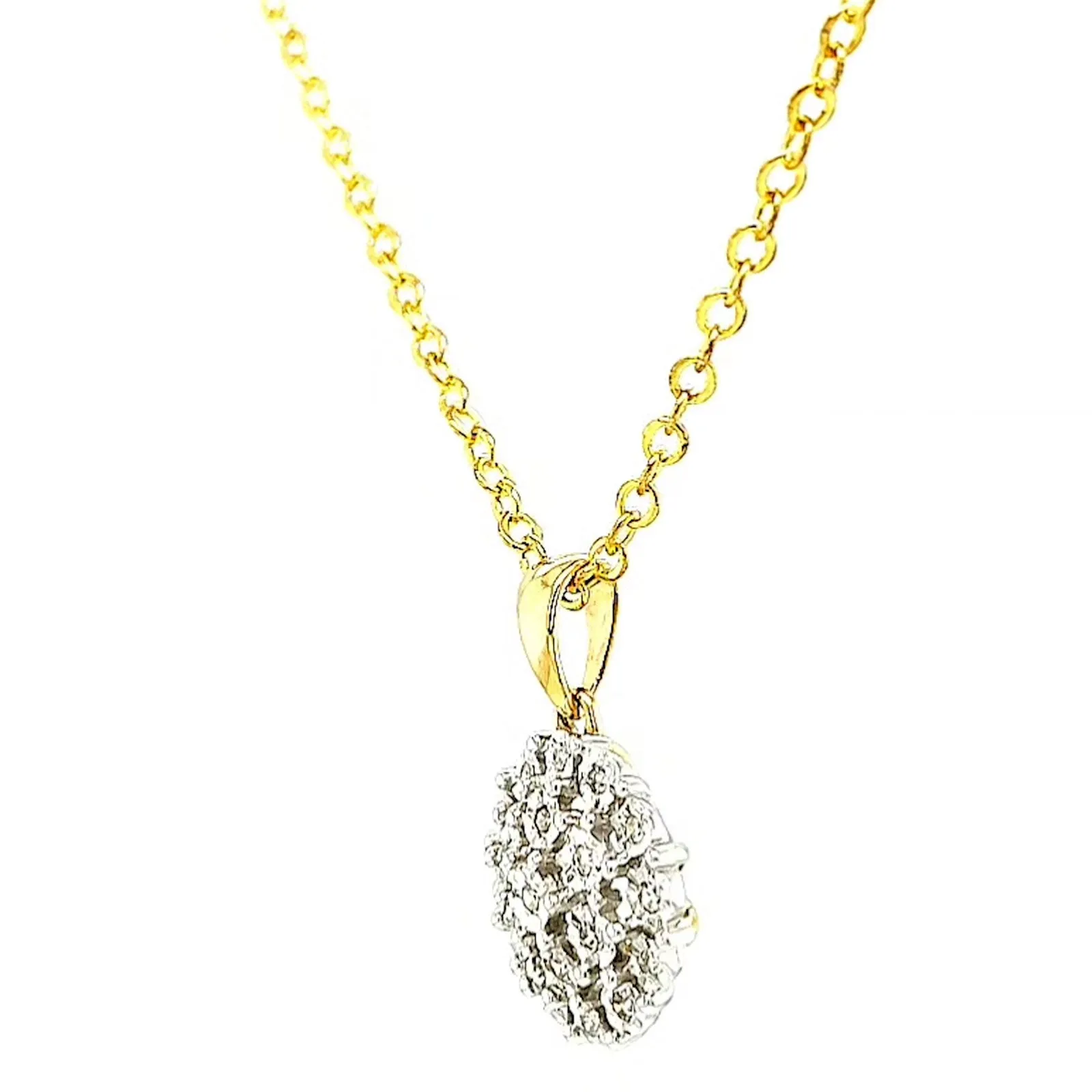 9ct Two Tone Gold Round Brilliant Cut 0.10 CARAT tw of Diamond Pendant