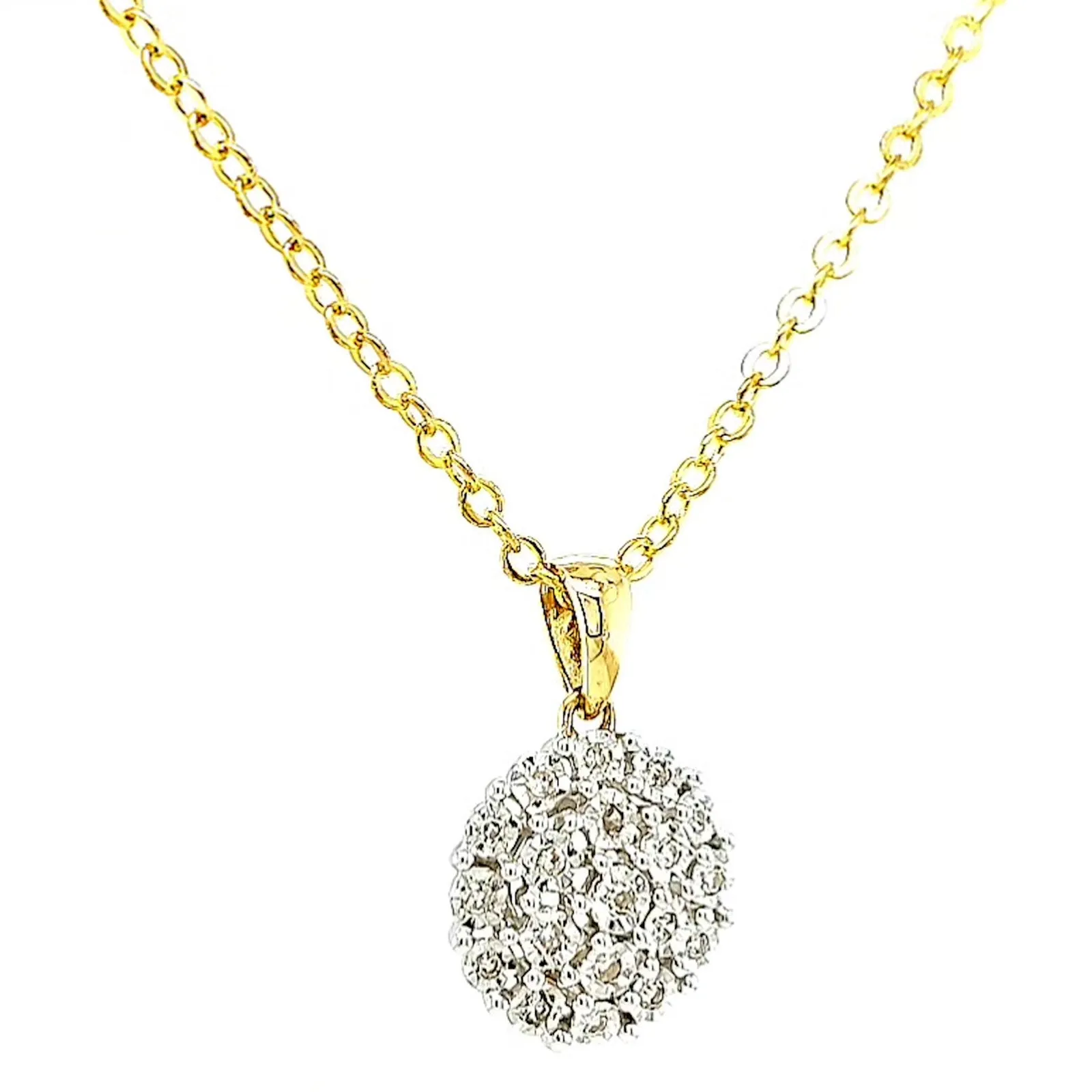 9ct Two Tone Gold Round Brilliant Cut 0.10 CARAT tw of Diamond Pendant