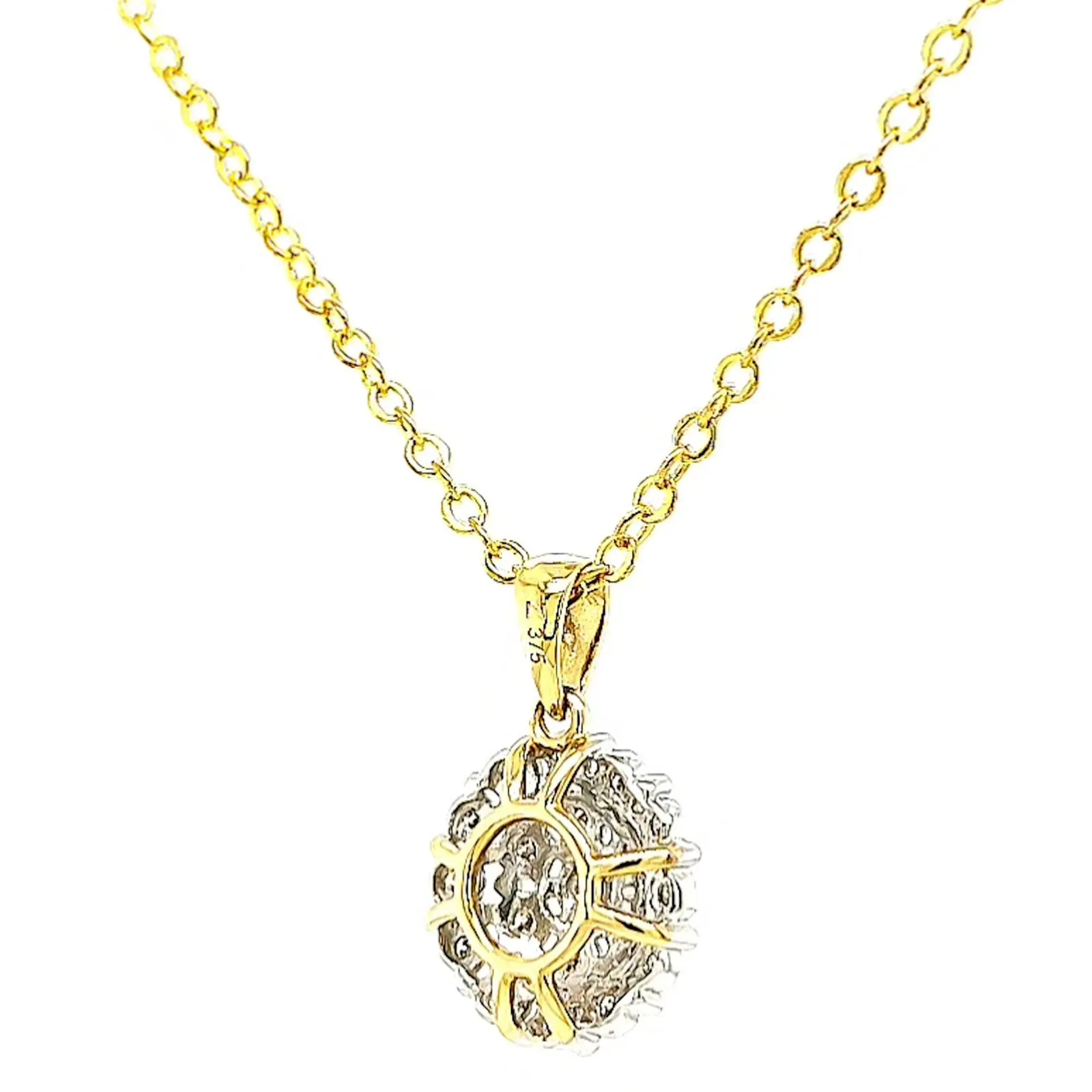 9ct Two Tone Gold Round Brilliant Cut 0.10 CARAT tw of Diamond Pendant