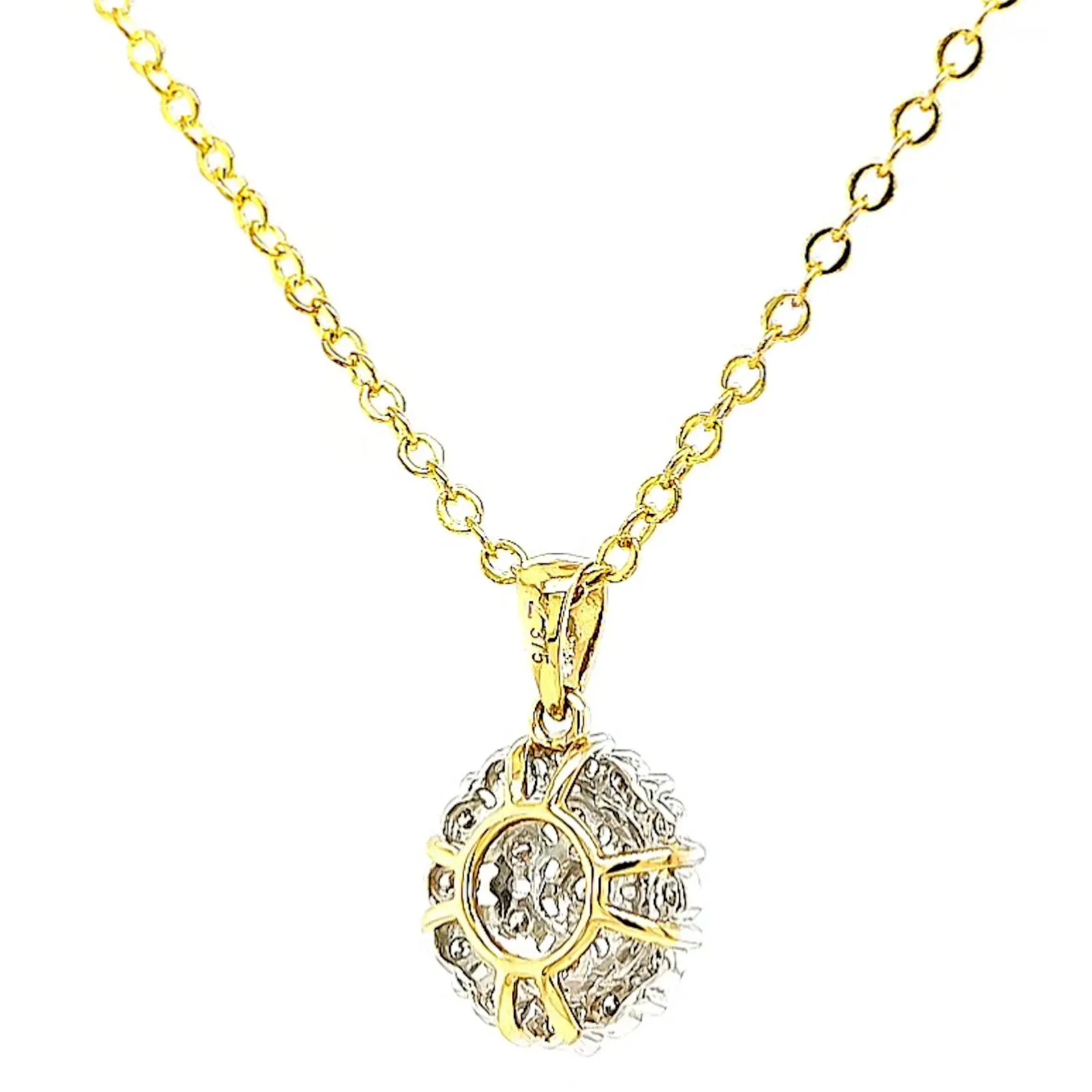 9ct Two Tone Gold Round Brilliant Cut 0.10 CARAT tw of Diamond Pendant