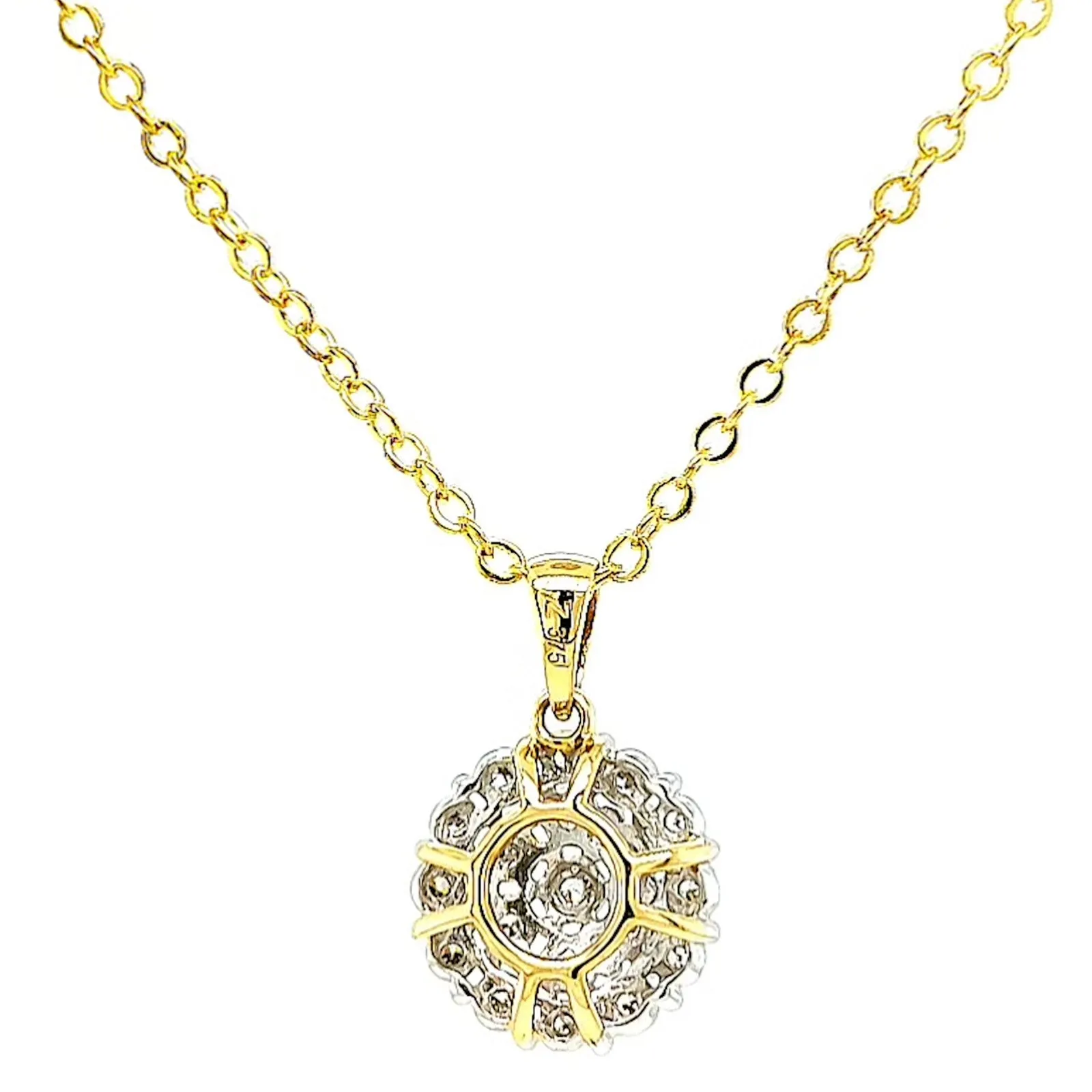 9ct Two Tone Gold Round Brilliant Cut 0.10 CARAT tw of Diamond Pendant