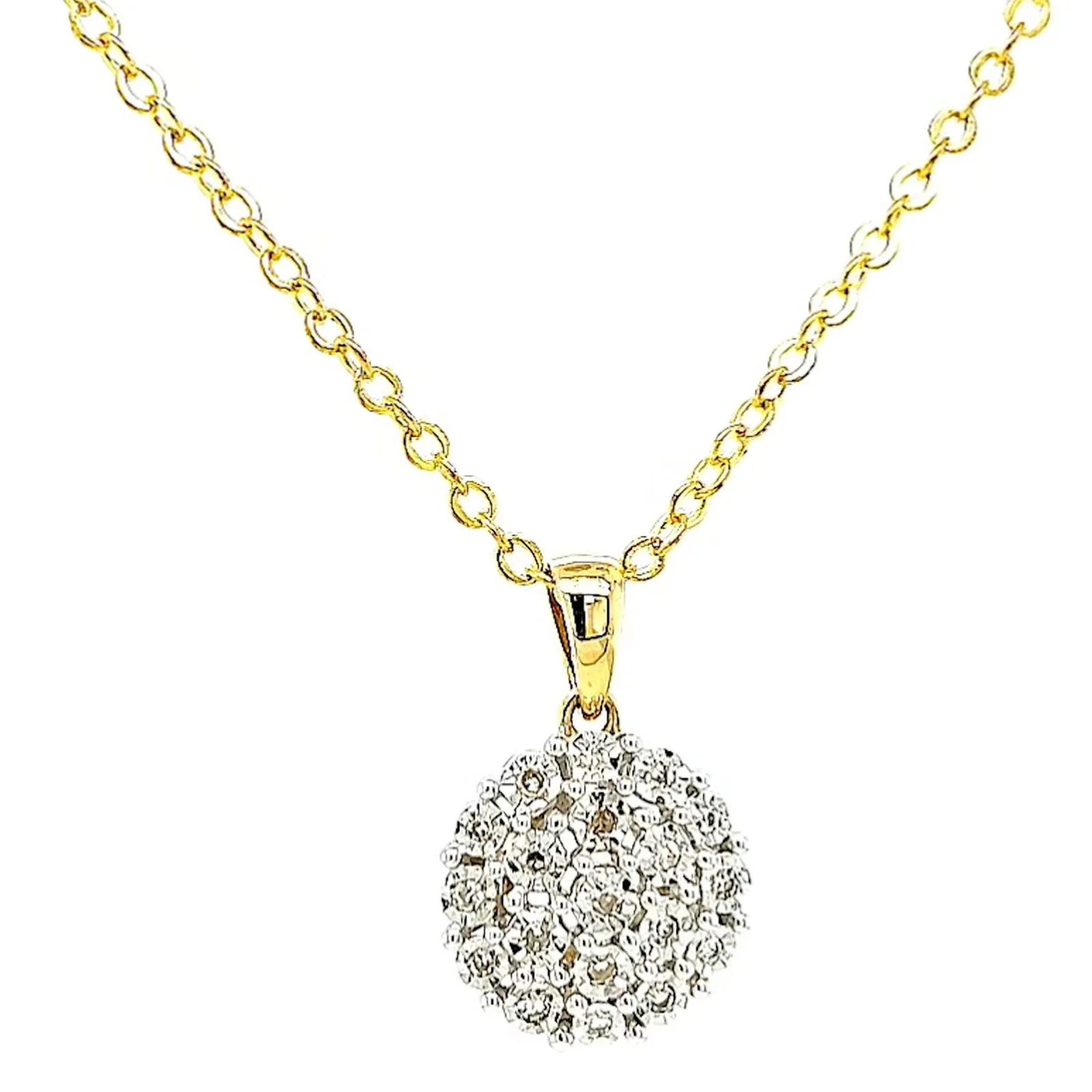 9ct Two Tone Gold Round Brilliant Cut 0.10 CARAT tw of Diamond Pendant