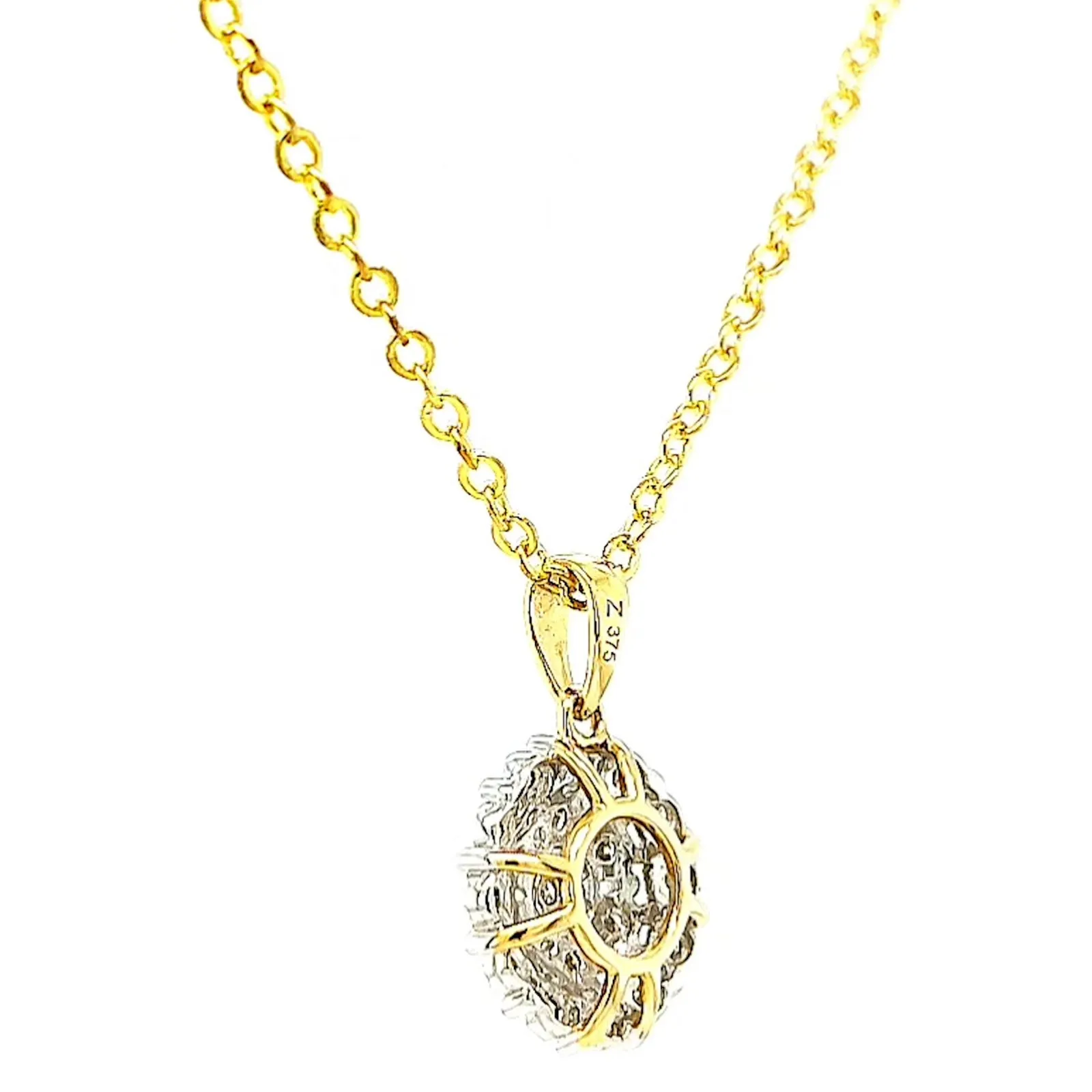 9ct Two Tone Gold Round Brilliant Cut 0.10 CARAT tw of Diamond Pendant