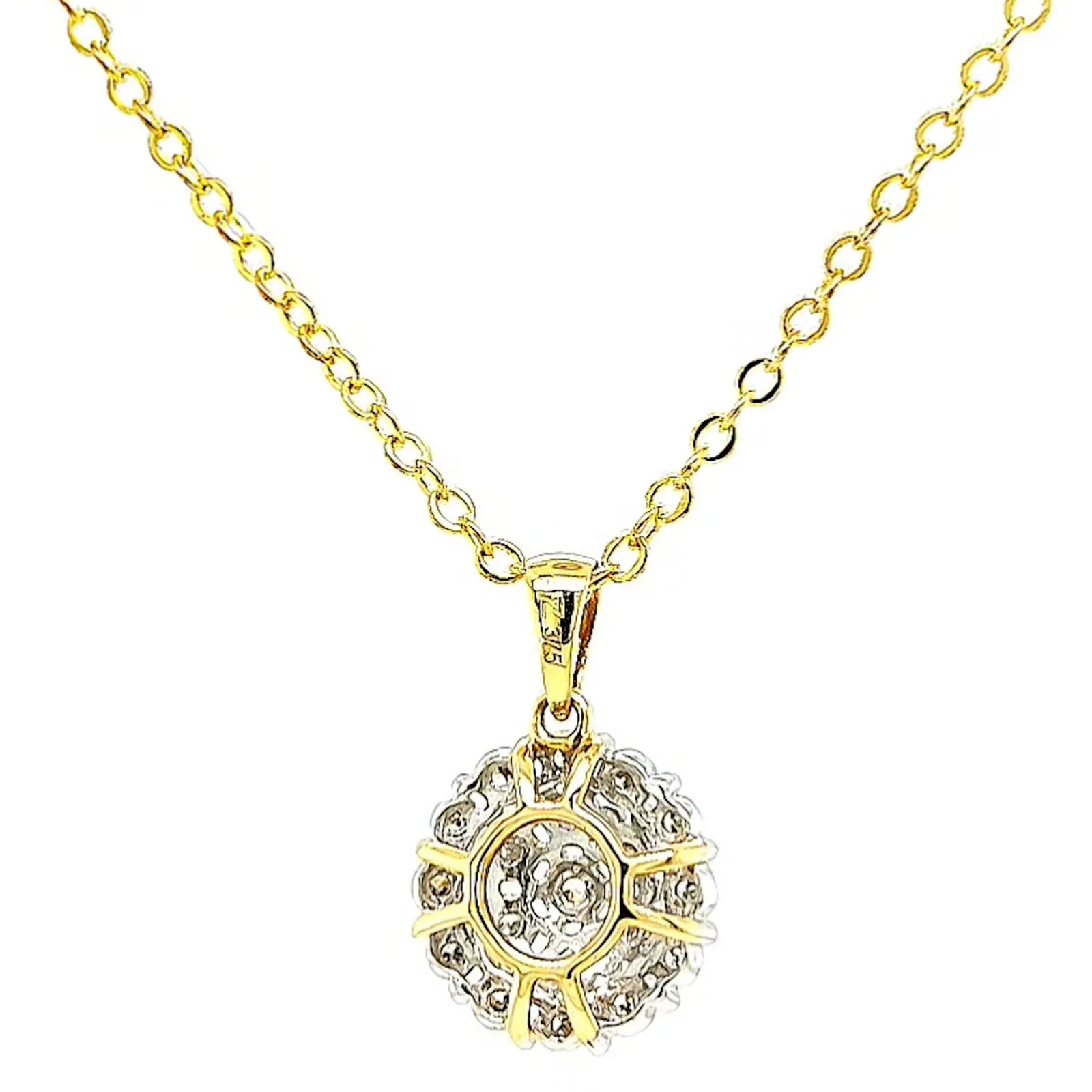 9ct Two Tone Gold Round Brilliant Cut 0.10 CARAT tw of Diamond Pendant