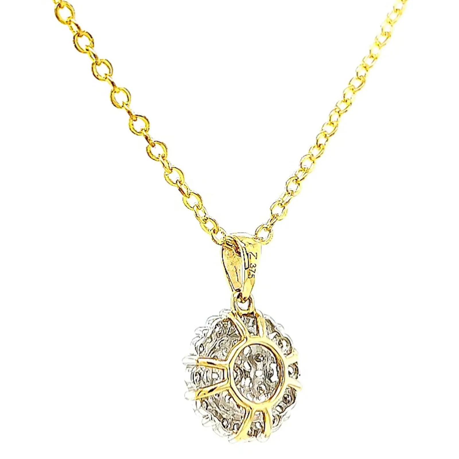 9ct Two Tone Gold Round Brilliant Cut 0.10 CARAT tw of Diamond Pendant