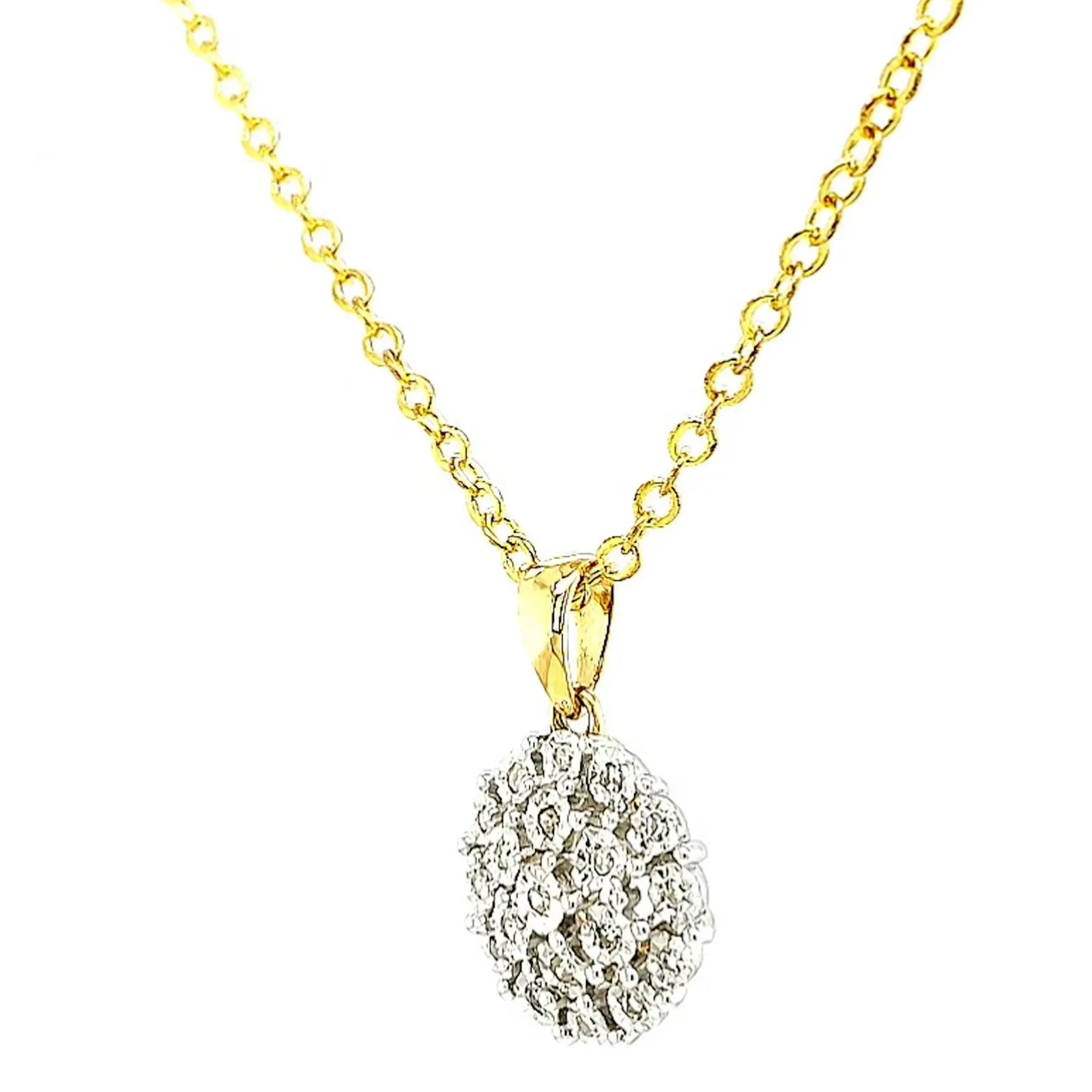 9ct Two Tone Gold Round Brilliant Cut 0.10 CARAT tw of Diamond Pendant