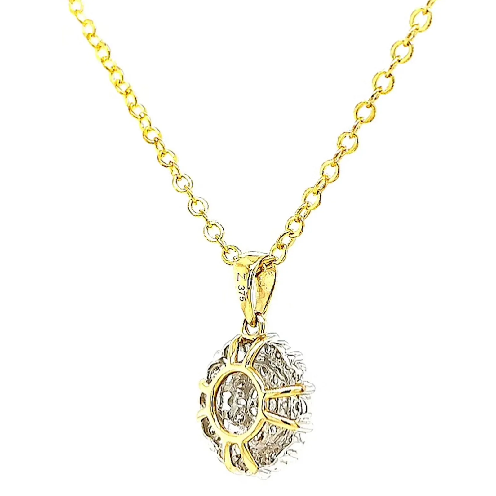 9ct Two Tone Gold Round Brilliant Cut 0.10 CARAT tw of Diamond Pendant