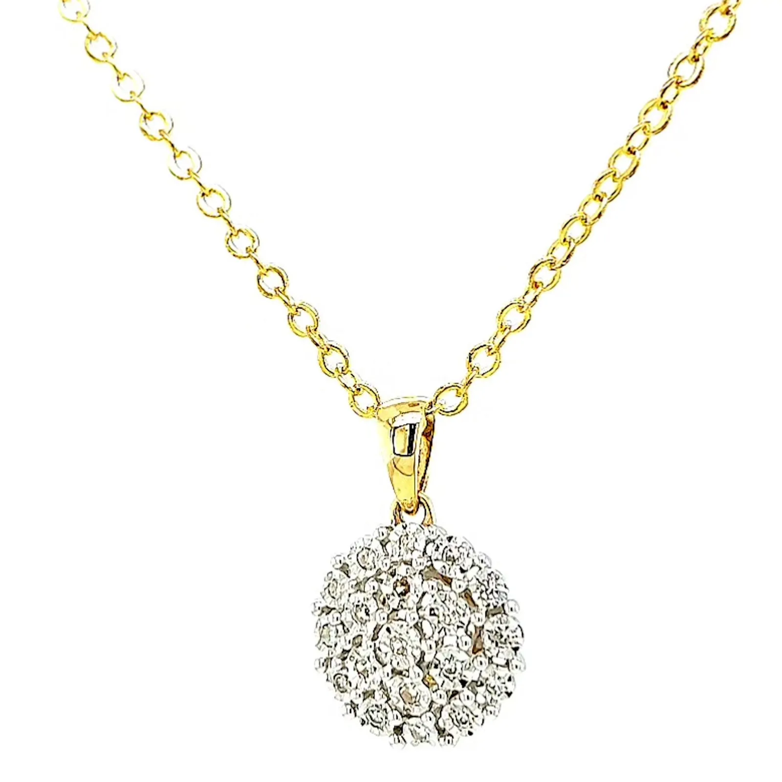 9ct Two Tone Gold Round Brilliant Cut 0.10 CARAT tw of Diamond Pendant