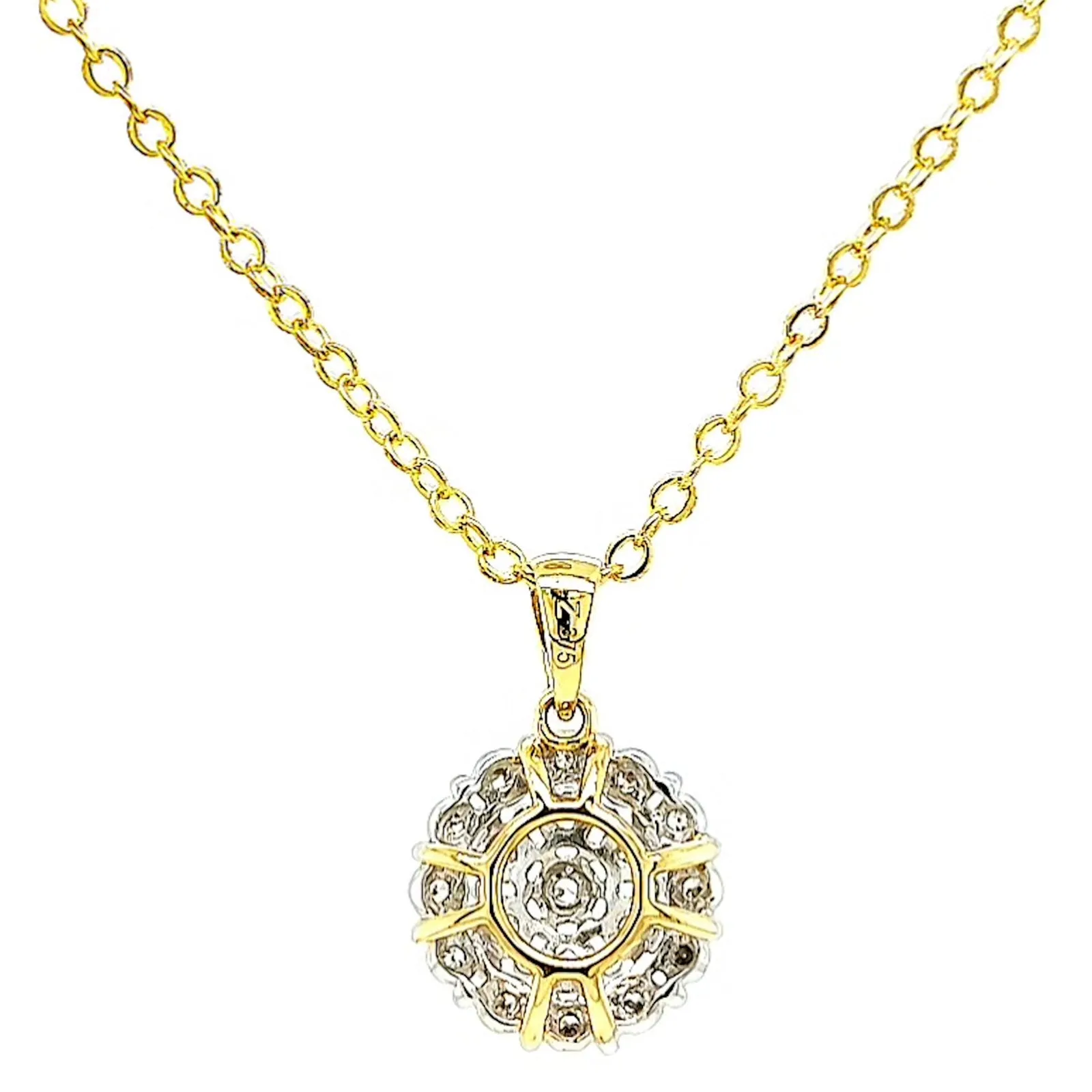 9ct Two Tone Gold Round Brilliant Cut 0.10 CARAT tw of Diamond Pendant