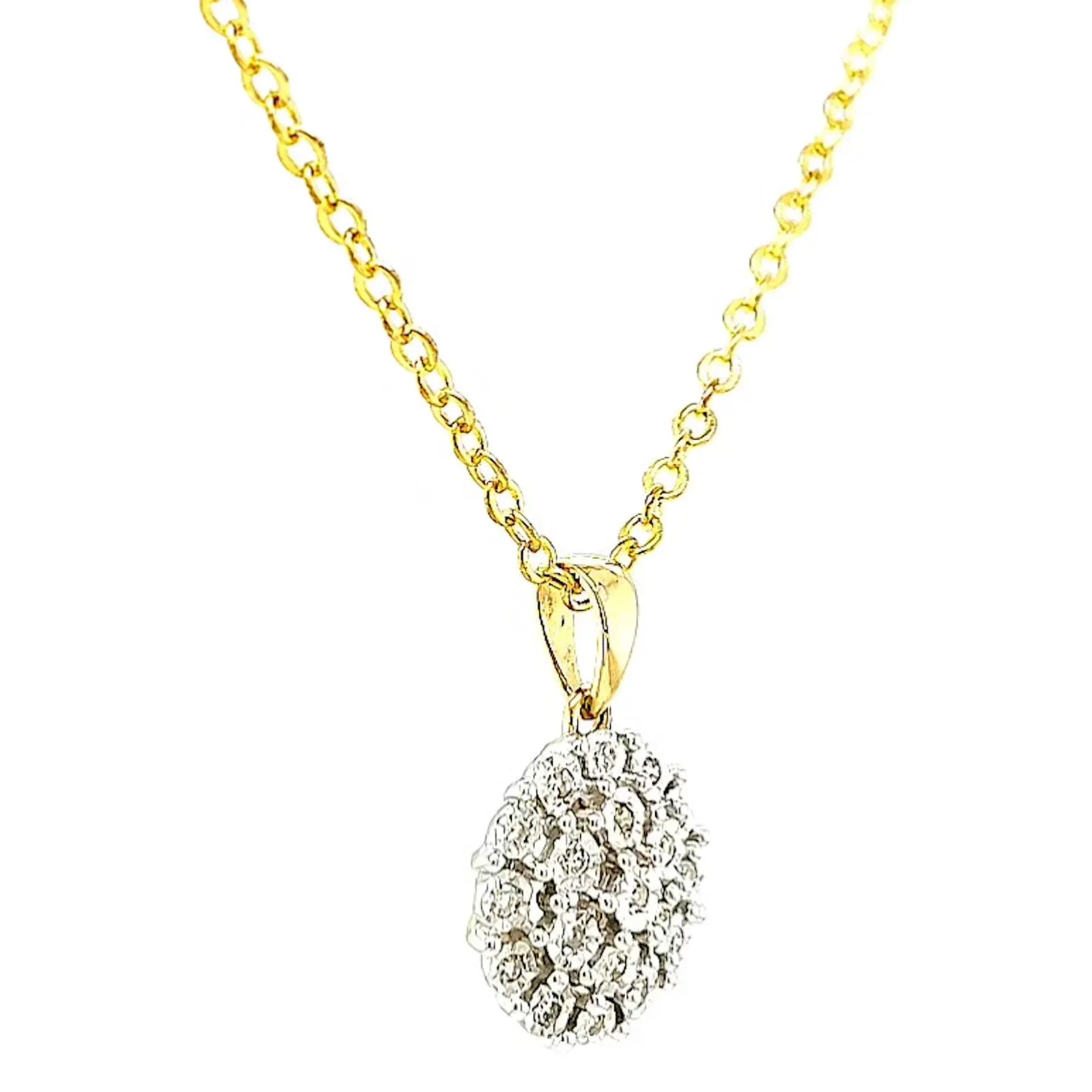 9ct Two Tone Gold Round Brilliant Cut 0.10 CARAT tw of Diamond Pendant