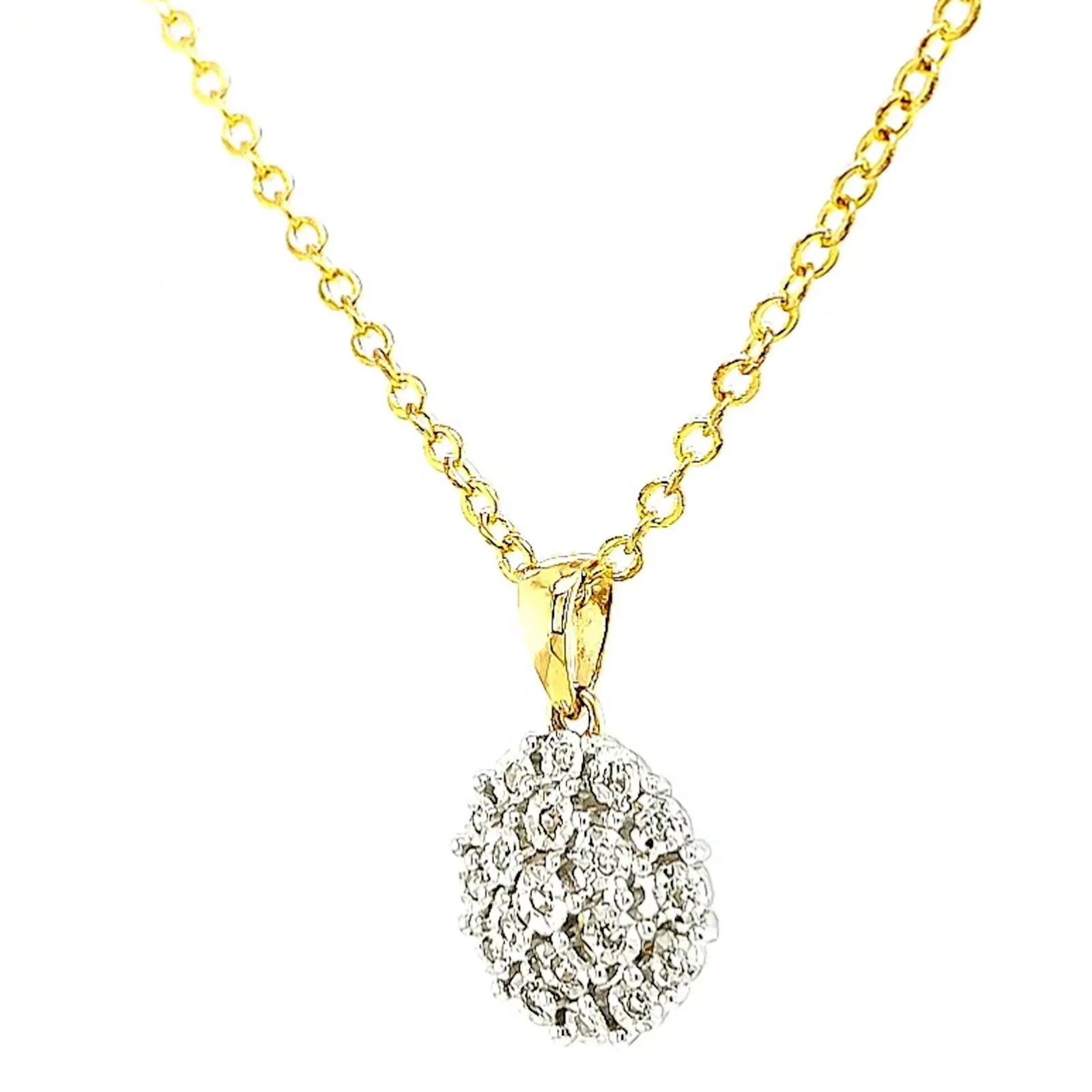 9ct Two Tone Gold Round Brilliant Cut 0.10 CARAT tw of Diamond Pendant