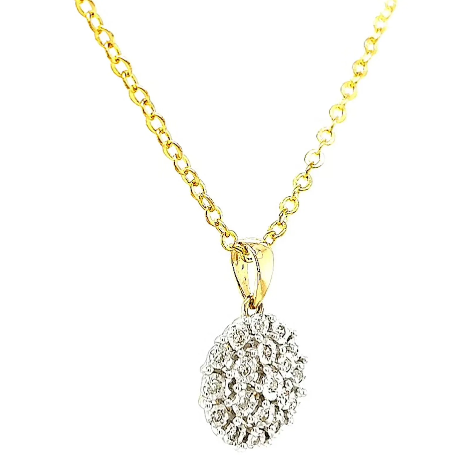 9ct Two Tone Gold Round Brilliant Cut 0.10 CARAT tw of Diamond Pendant