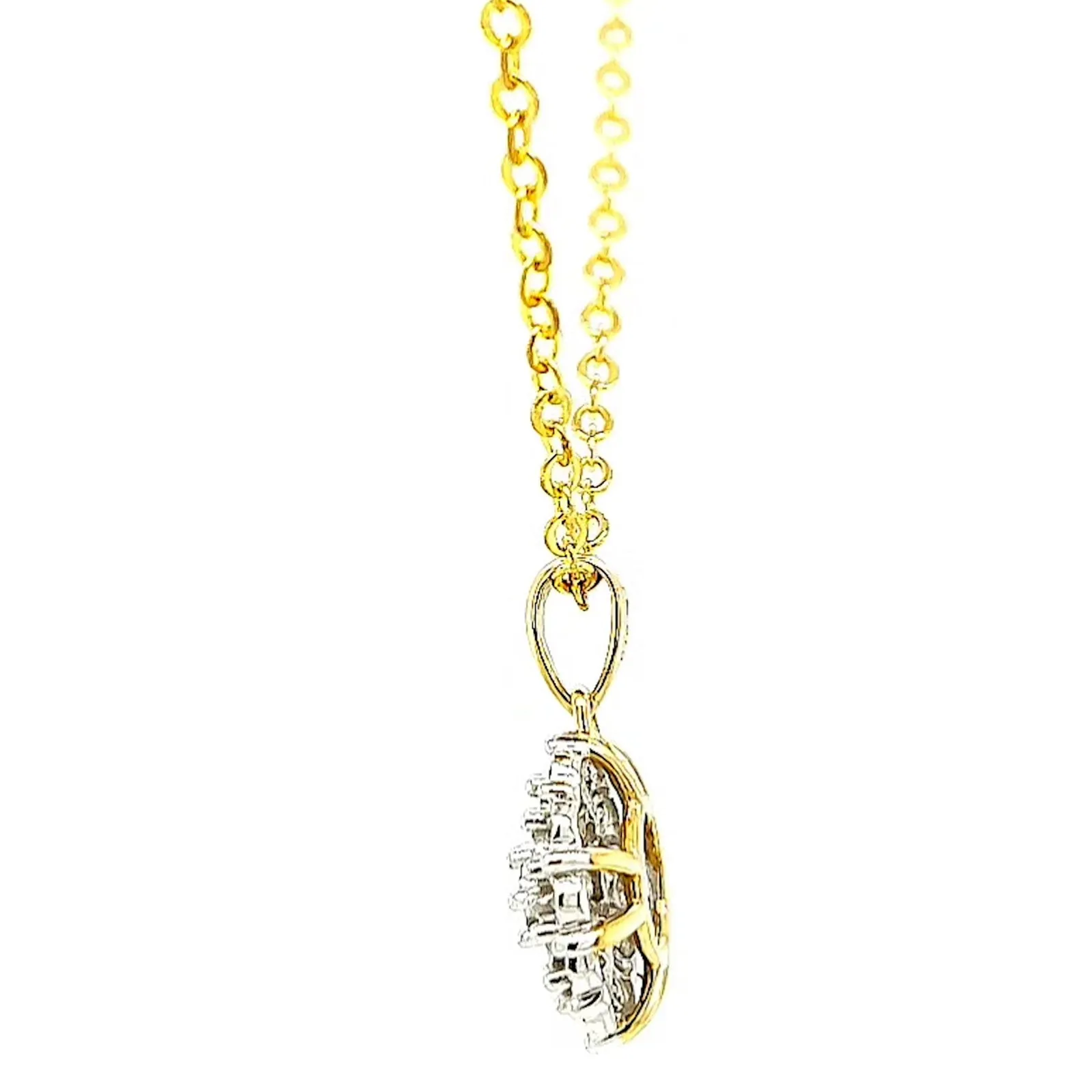 9ct Two Tone Gold Round Brilliant Cut 0.10 CARAT tw of Diamond Pendant