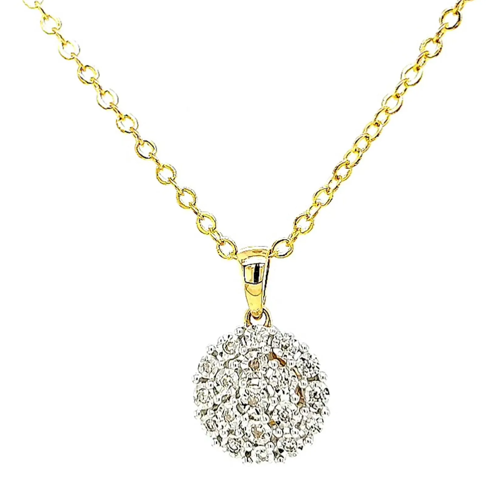 9ct Two Tone Gold Round Brilliant Cut 0.10 CARAT tw of Diamond Pendant