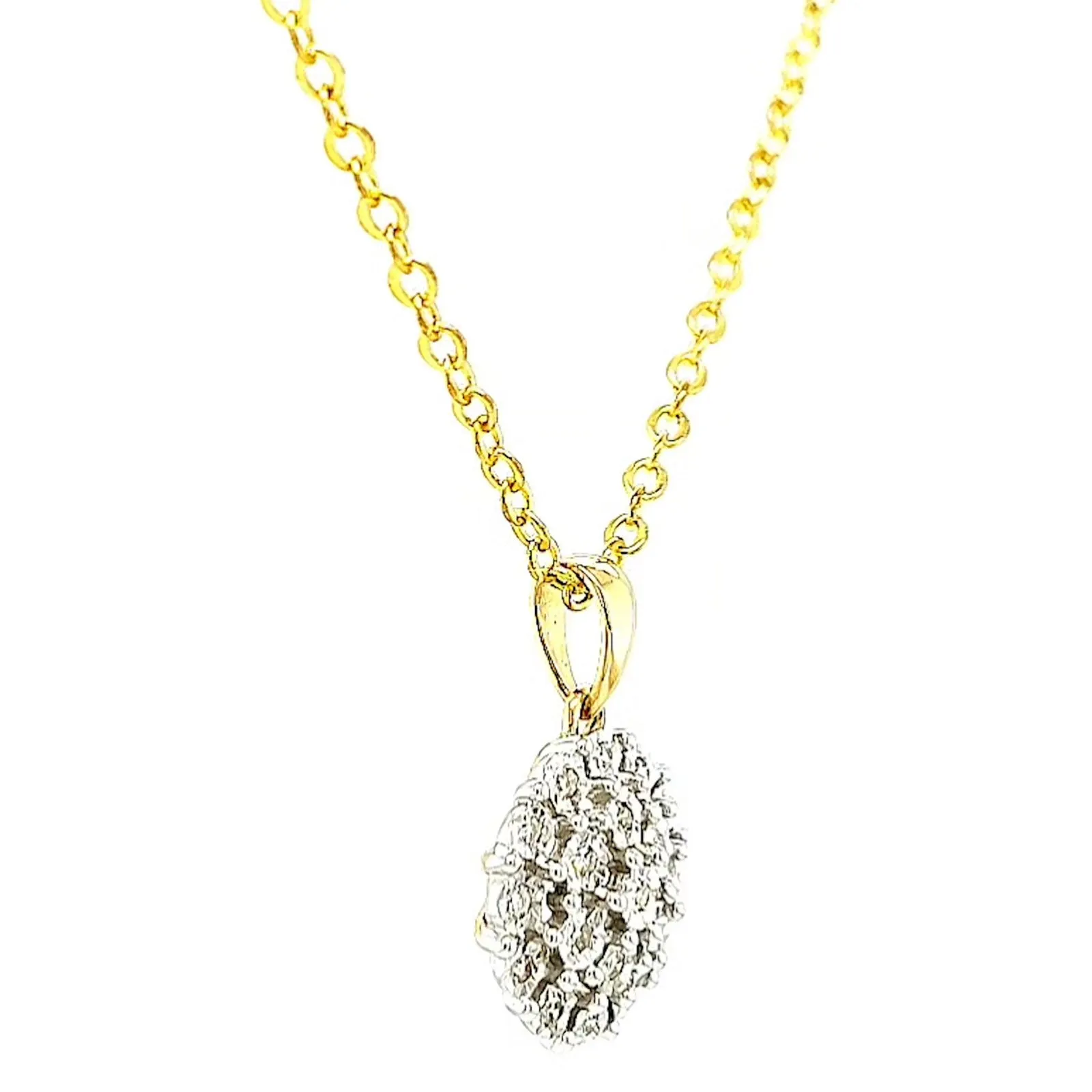 9ct Two Tone Gold Round Brilliant Cut 0.10 CARAT tw of Diamond Pendant