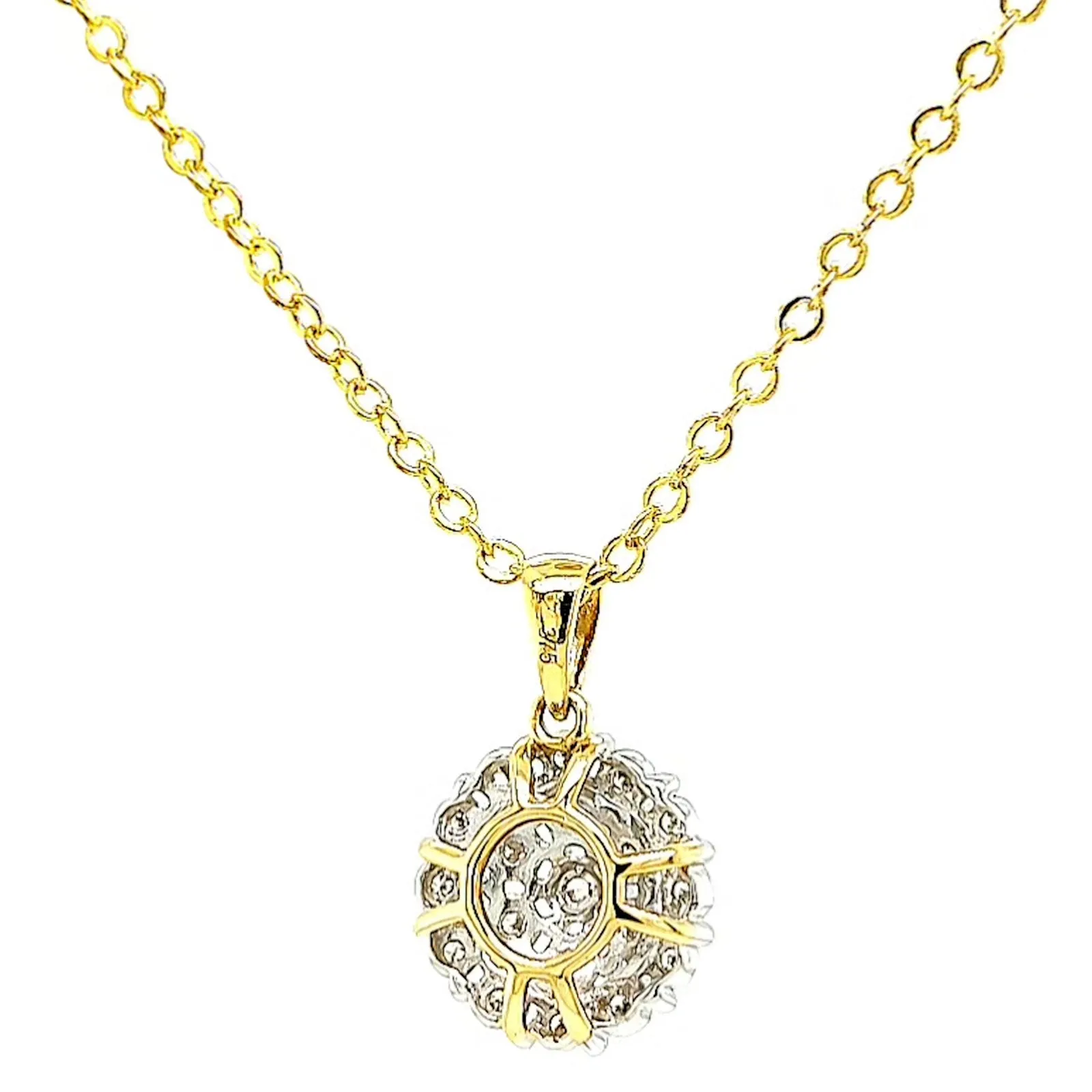 9ct Two Tone Gold Round Brilliant Cut 0.10 CARAT tw of Diamond Pendant