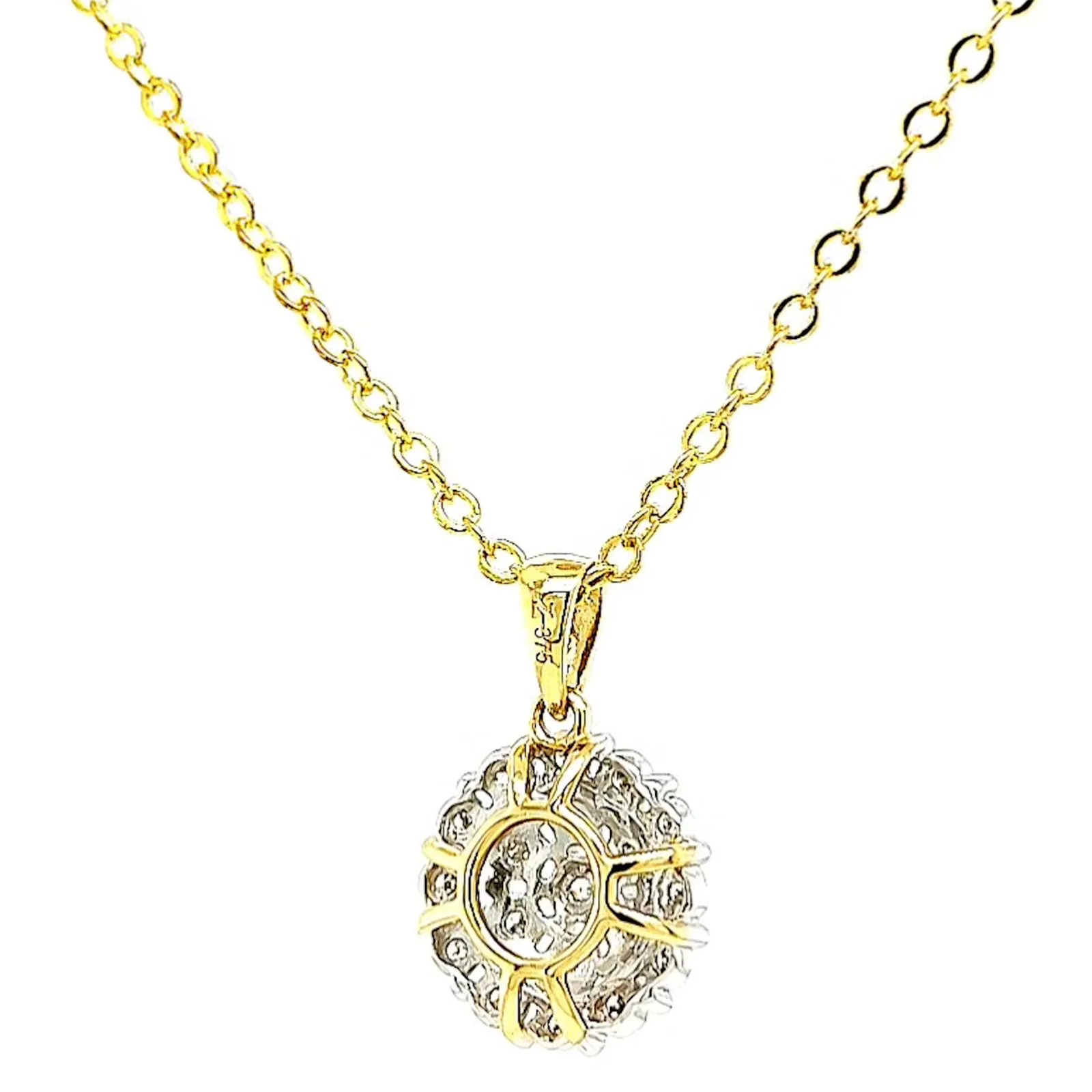 9ct Two Tone Gold Round Brilliant Cut 0.10 CARAT tw of Diamond Pendant