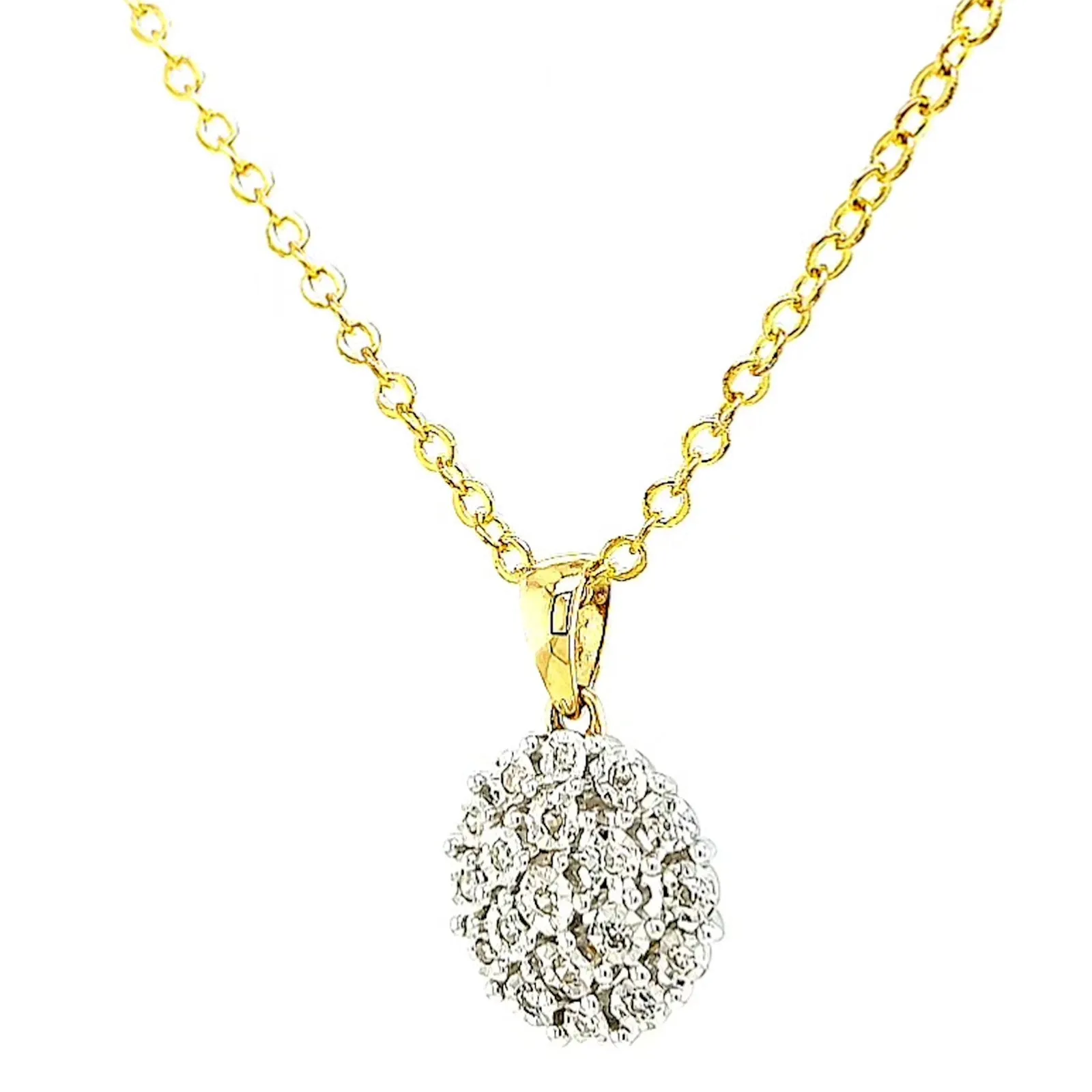 9ct Two Tone Gold Round Brilliant Cut 0.10 CARAT tw of Diamond Pendant