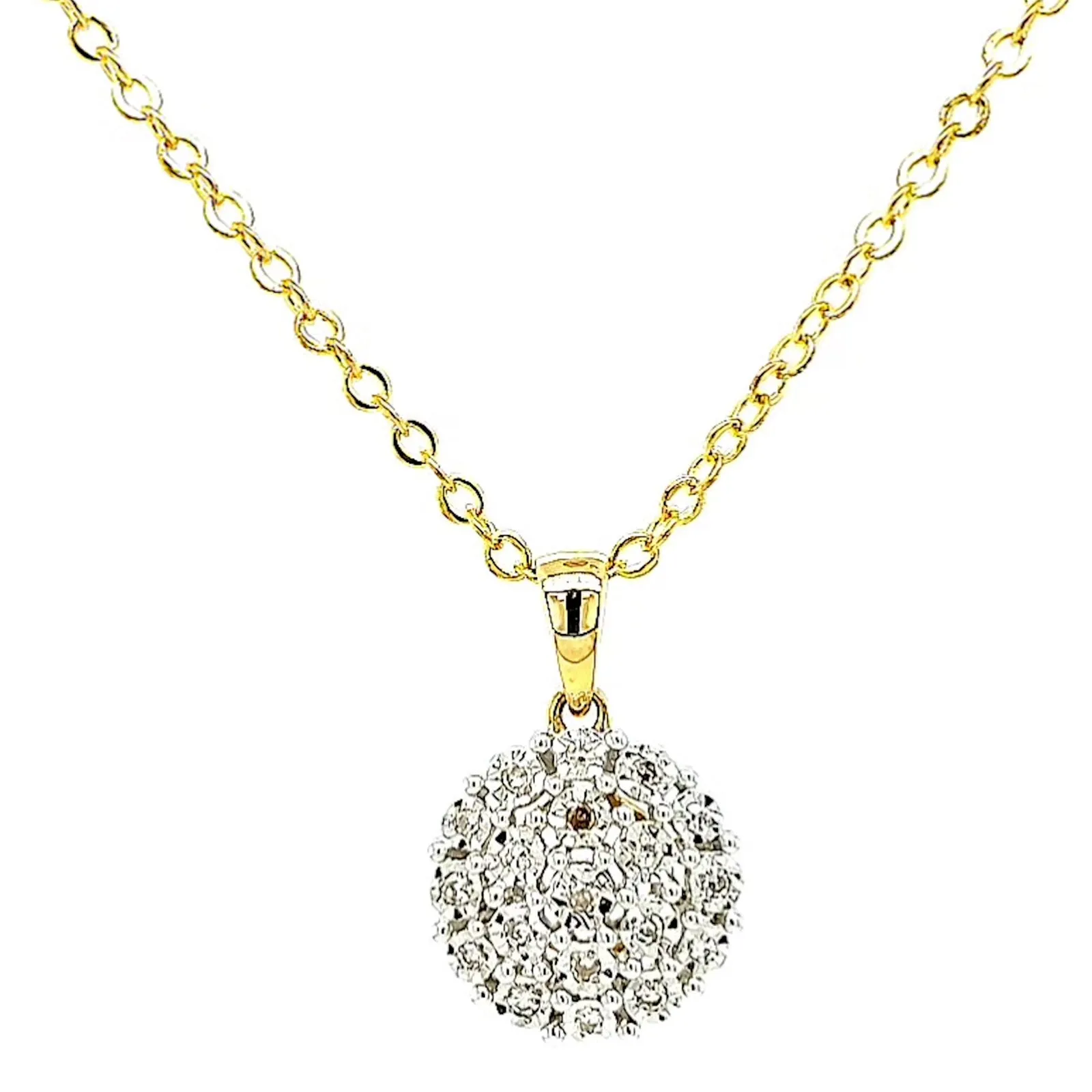 9ct Two Tone Gold Round Brilliant Cut 0.10 CARAT tw of Diamond Pendant