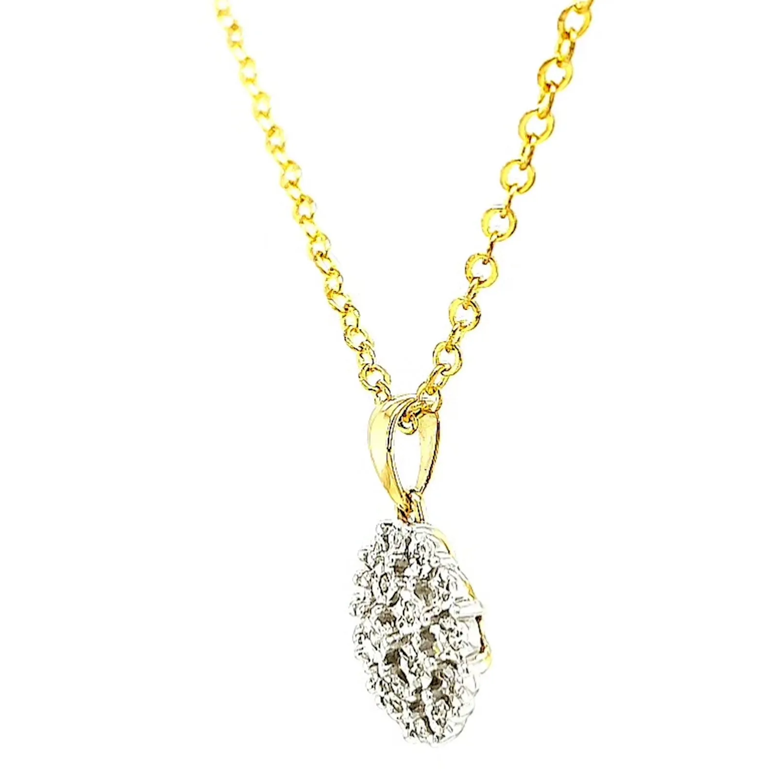 9ct Two Tone Gold Round Brilliant Cut 0.10 CARAT tw of Diamond Pendant