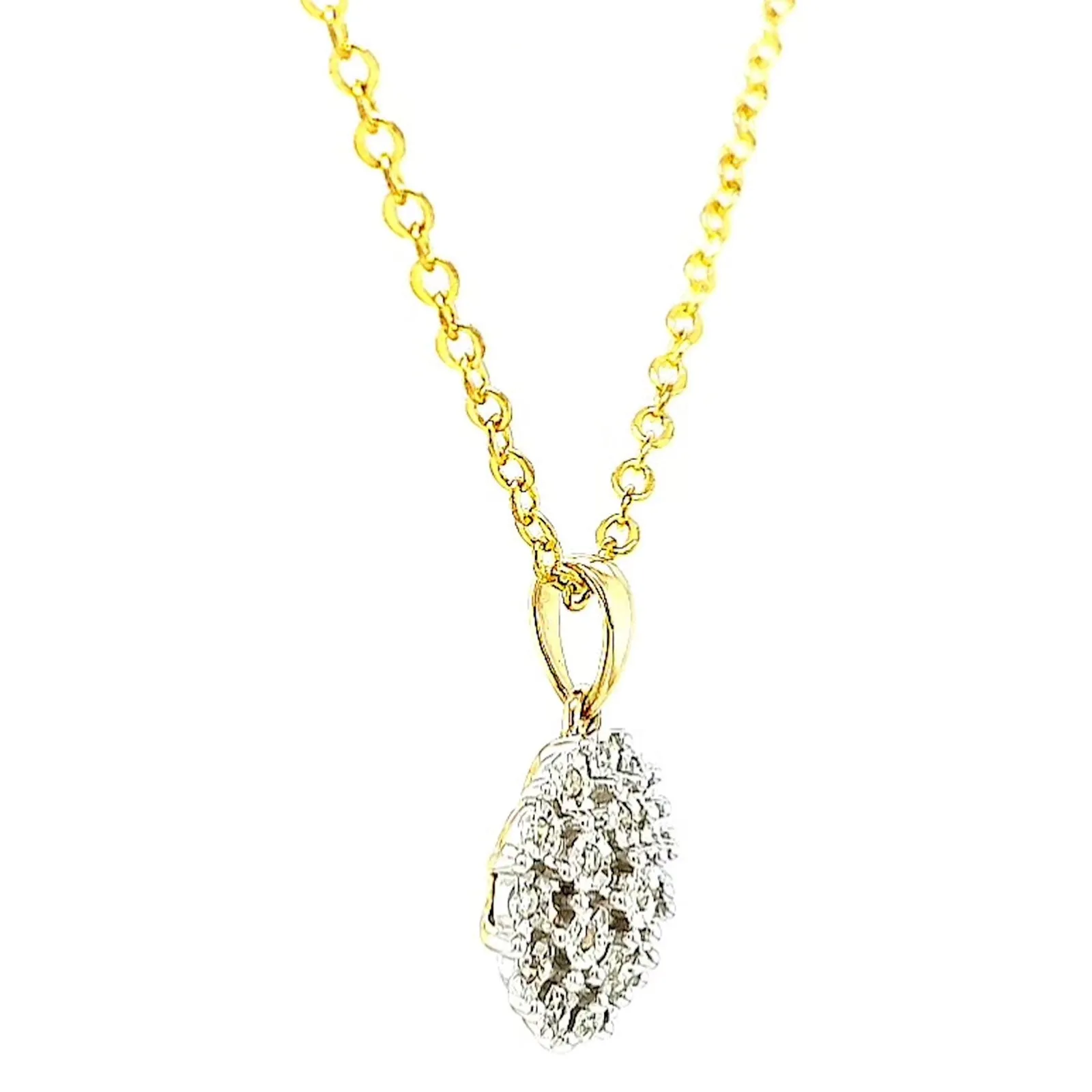 9ct Two Tone Gold Round Brilliant Cut 0.10 CARAT tw of Diamond Pendant