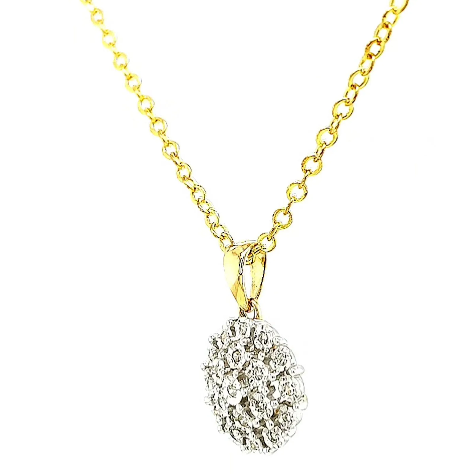 9ct Two Tone Gold Round Brilliant Cut 0.10 CARAT tw of Diamond Pendant