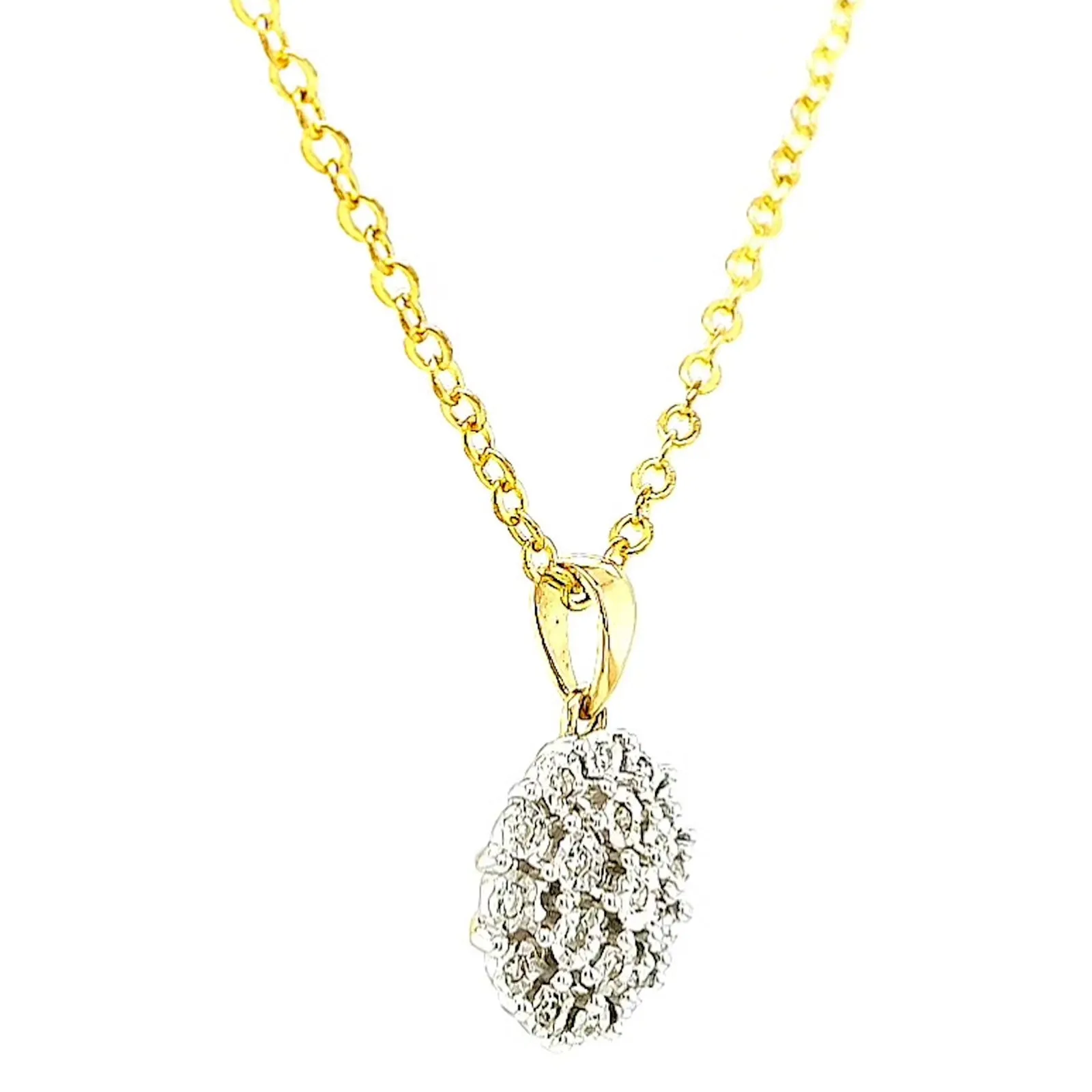 9ct Two Tone Gold Round Brilliant Cut 0.10 CARAT tw of Diamond Pendant