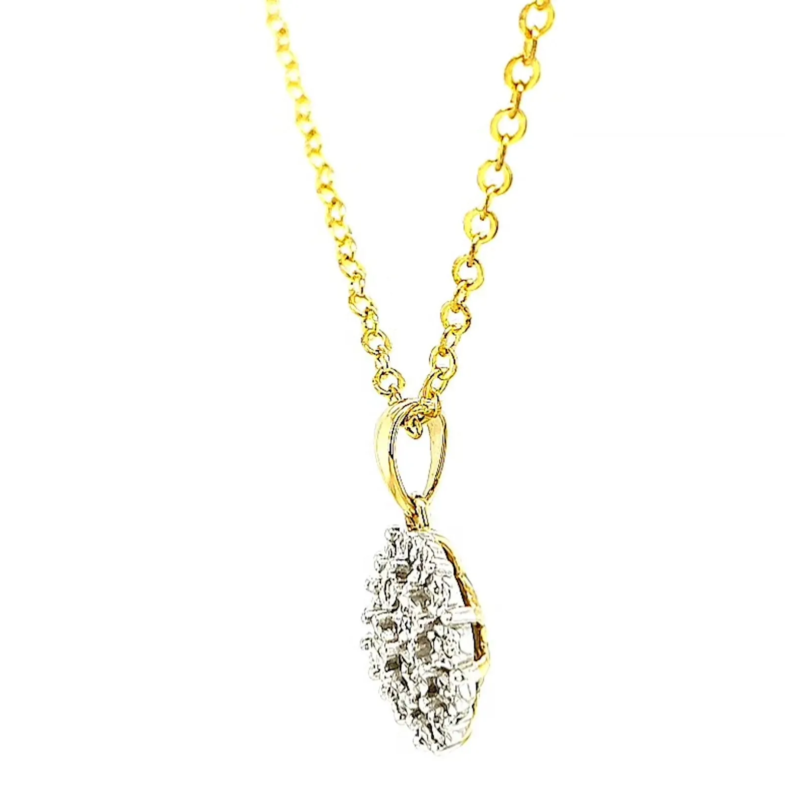 9ct Two Tone Gold Round Brilliant Cut 0.10 CARAT tw of Diamond Pendant