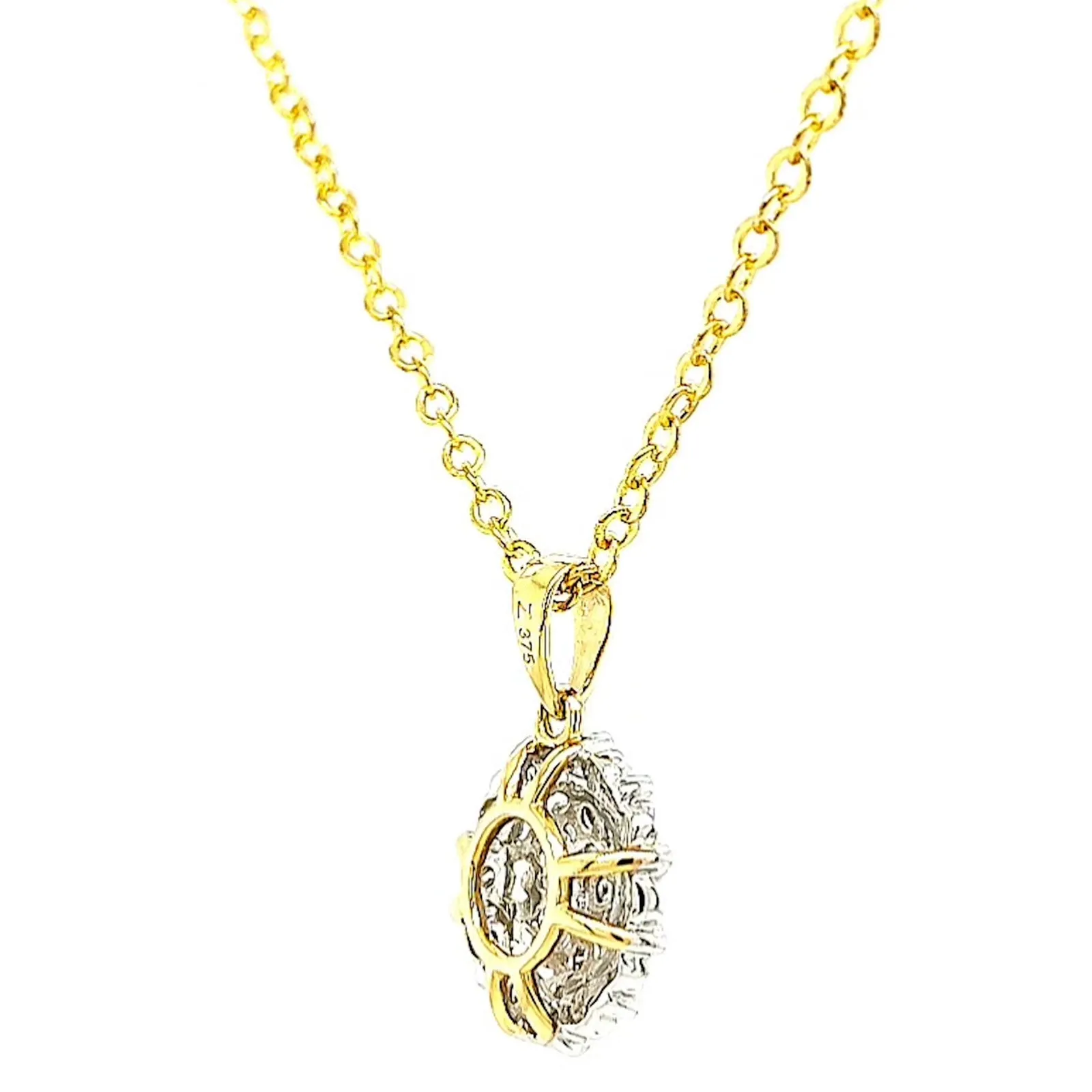 9ct Two Tone Gold Round Brilliant Cut 0.10 CARAT tw of Diamond Pendant