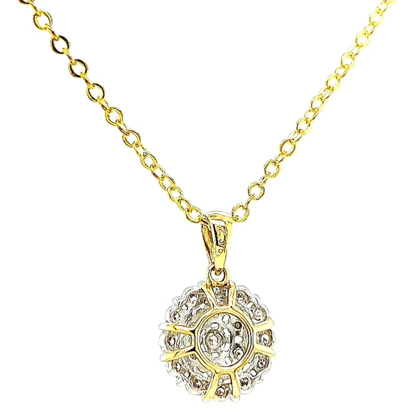 9ct Two Tone Gold Round Brilliant Cut 0.10 CARAT tw of Diamond Pendant