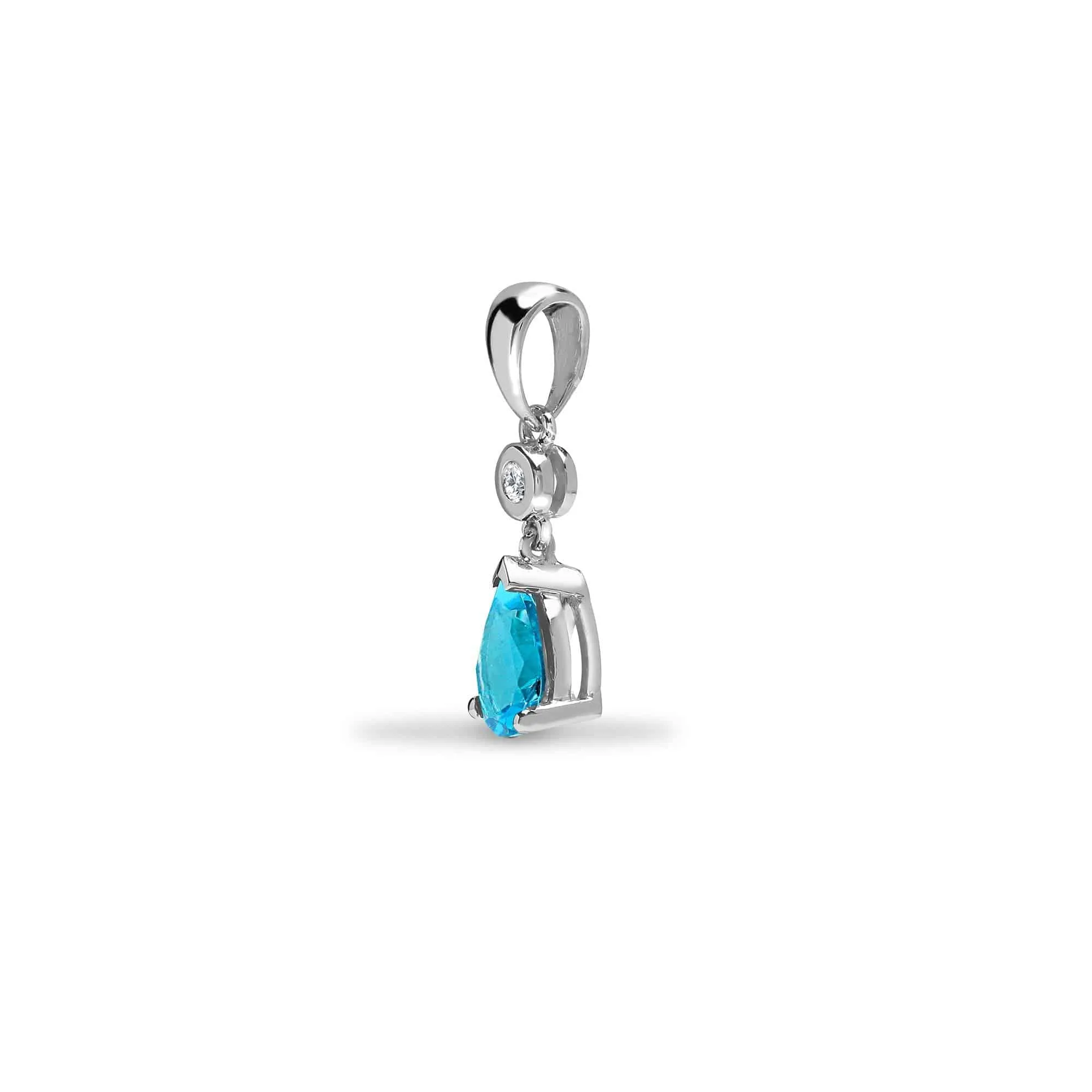 9ct White Diamonds -4pts Aquamarine -90pts Drop Pendant