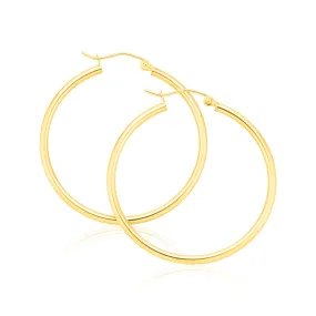 9ct Yellow Gold Round 2x35mm Polished Hoop Earrings