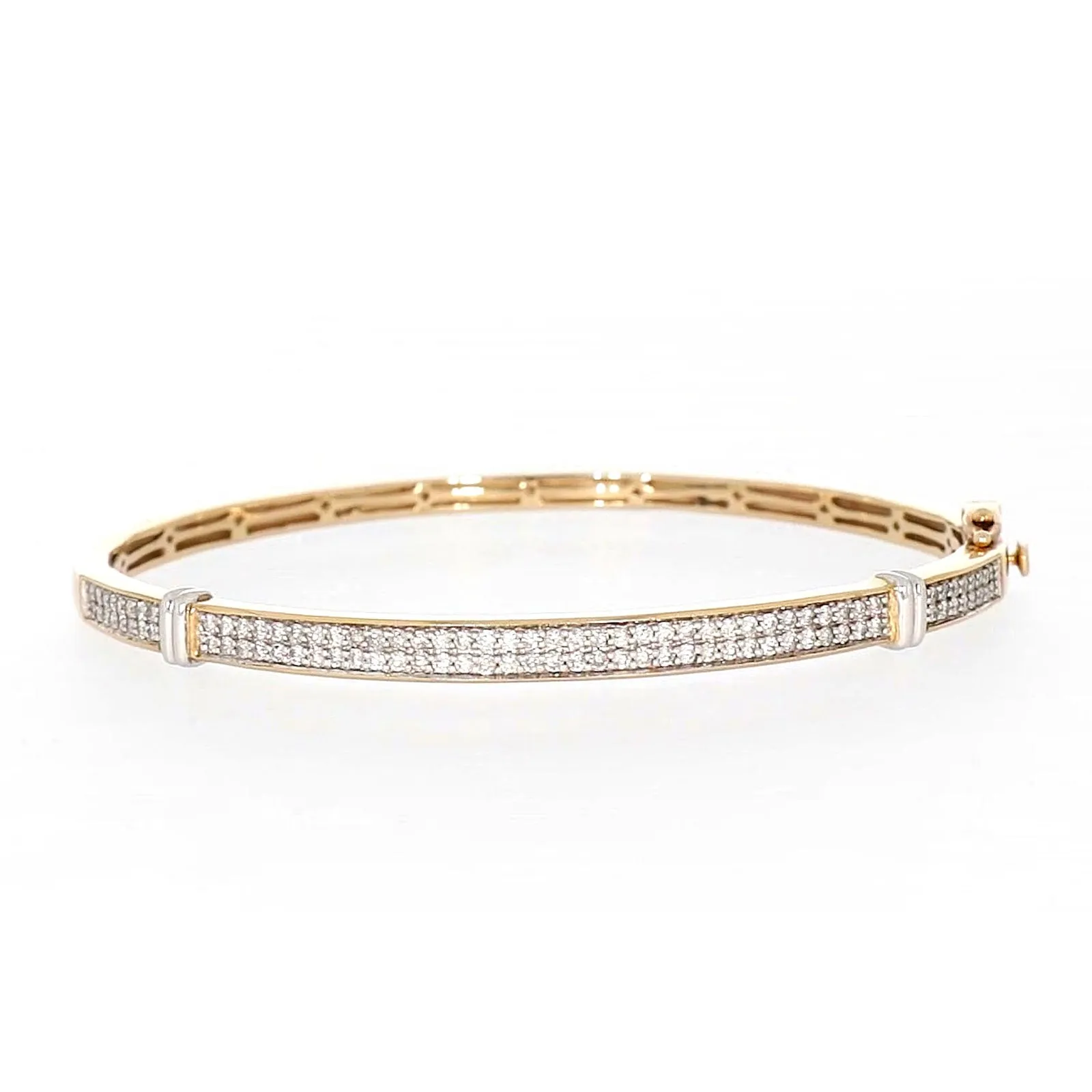 9ct Yellow Gold Round Brilliant Cut with 1 CARAT tw of Diamonds Bangle