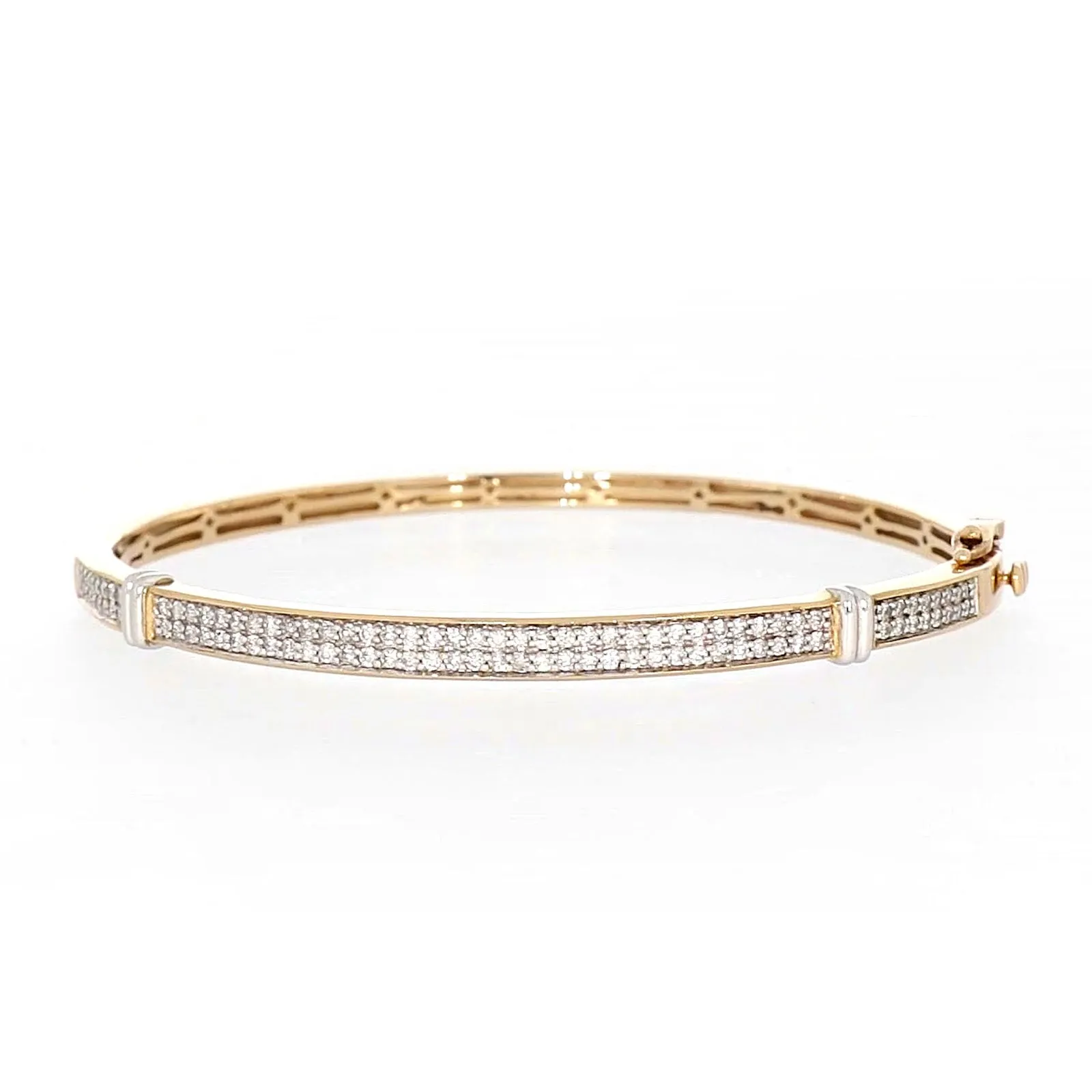 9ct Yellow Gold Round Brilliant Cut with 1 CARAT tw of Diamonds Bangle