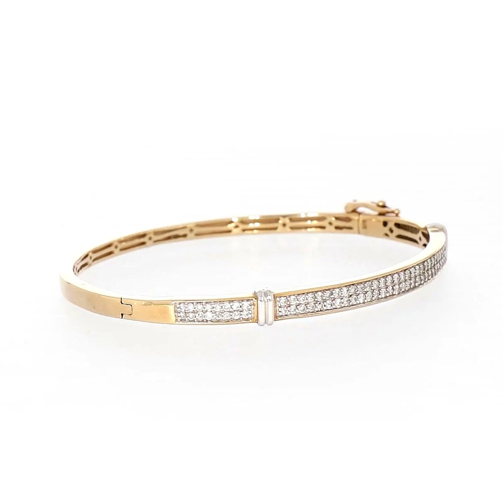 9ct Yellow Gold Round Brilliant Cut with 1 CARAT tw of Diamonds Bangle