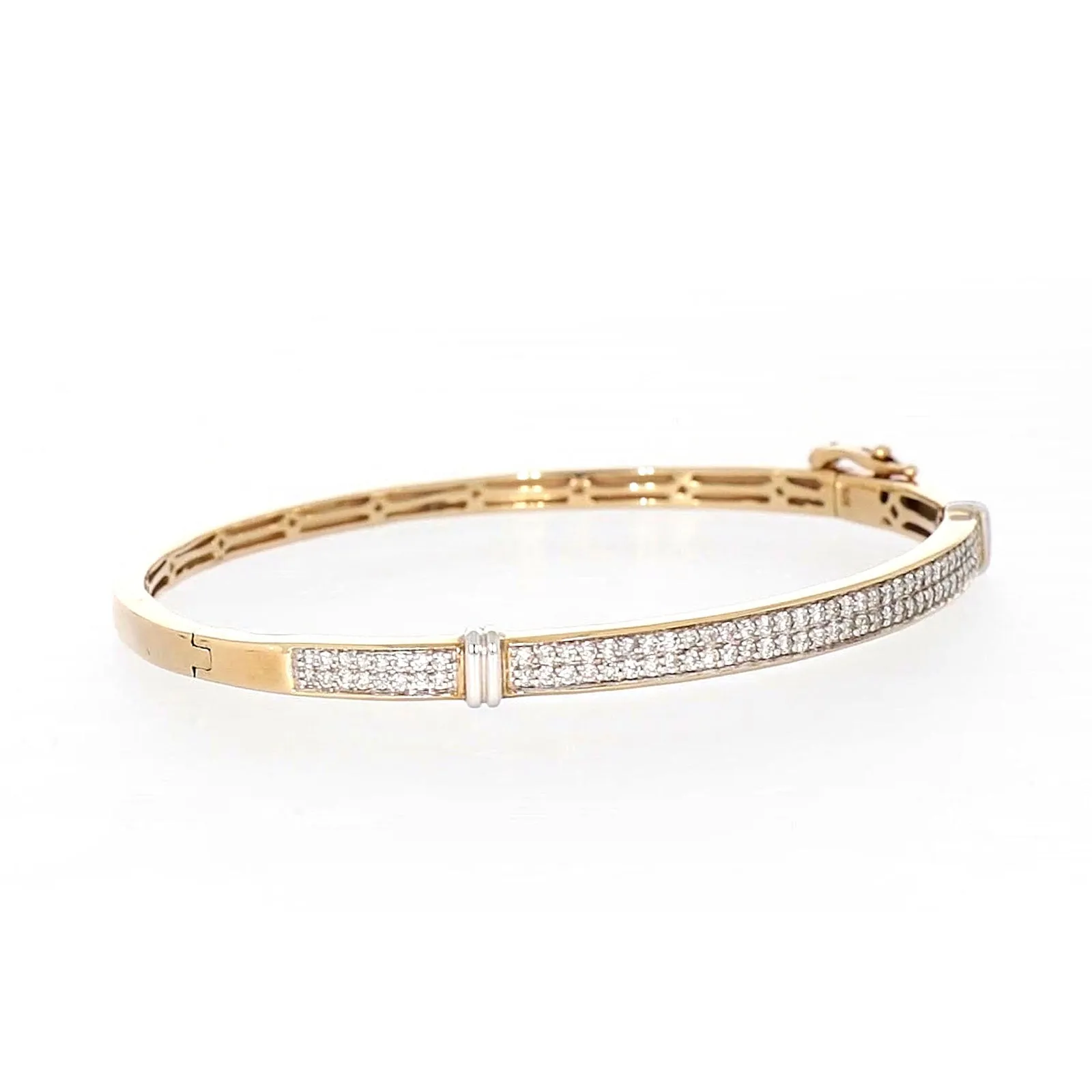 9ct Yellow Gold Round Brilliant Cut with 1 CARAT tw of Diamonds Bangle