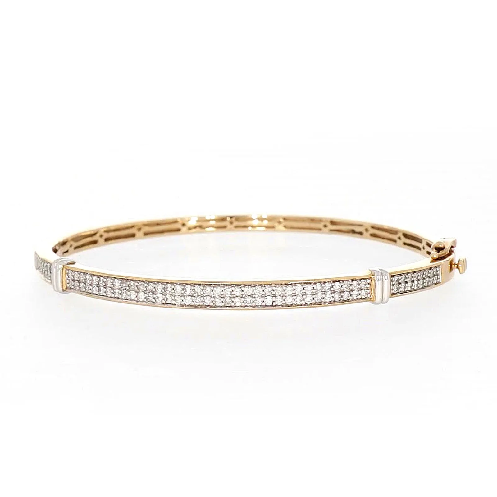 9ct Yellow Gold Round Brilliant Cut with 1 CARAT tw of Diamonds Bangle