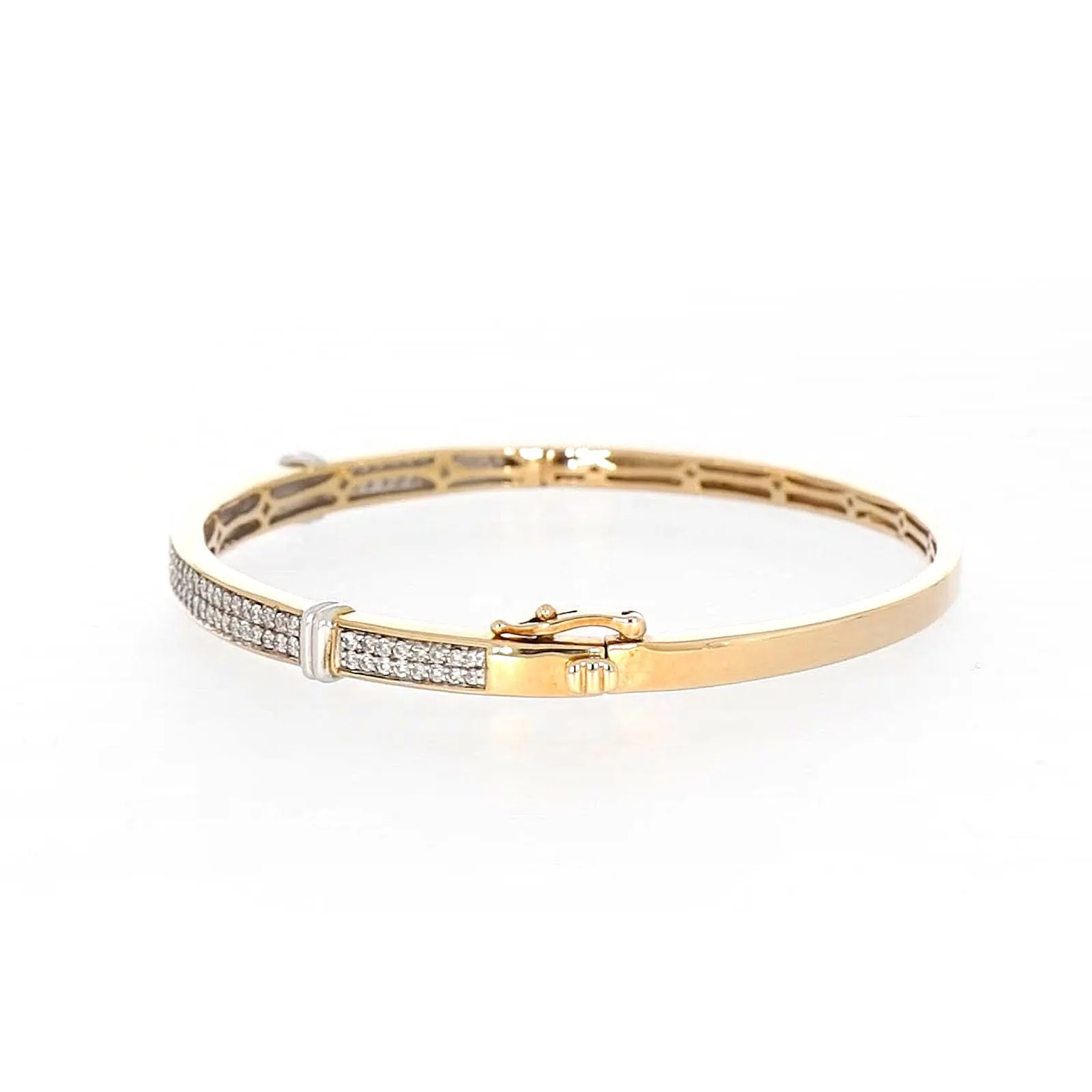 9ct Yellow Gold Round Brilliant Cut with 1 CARAT tw of Diamonds Bangle