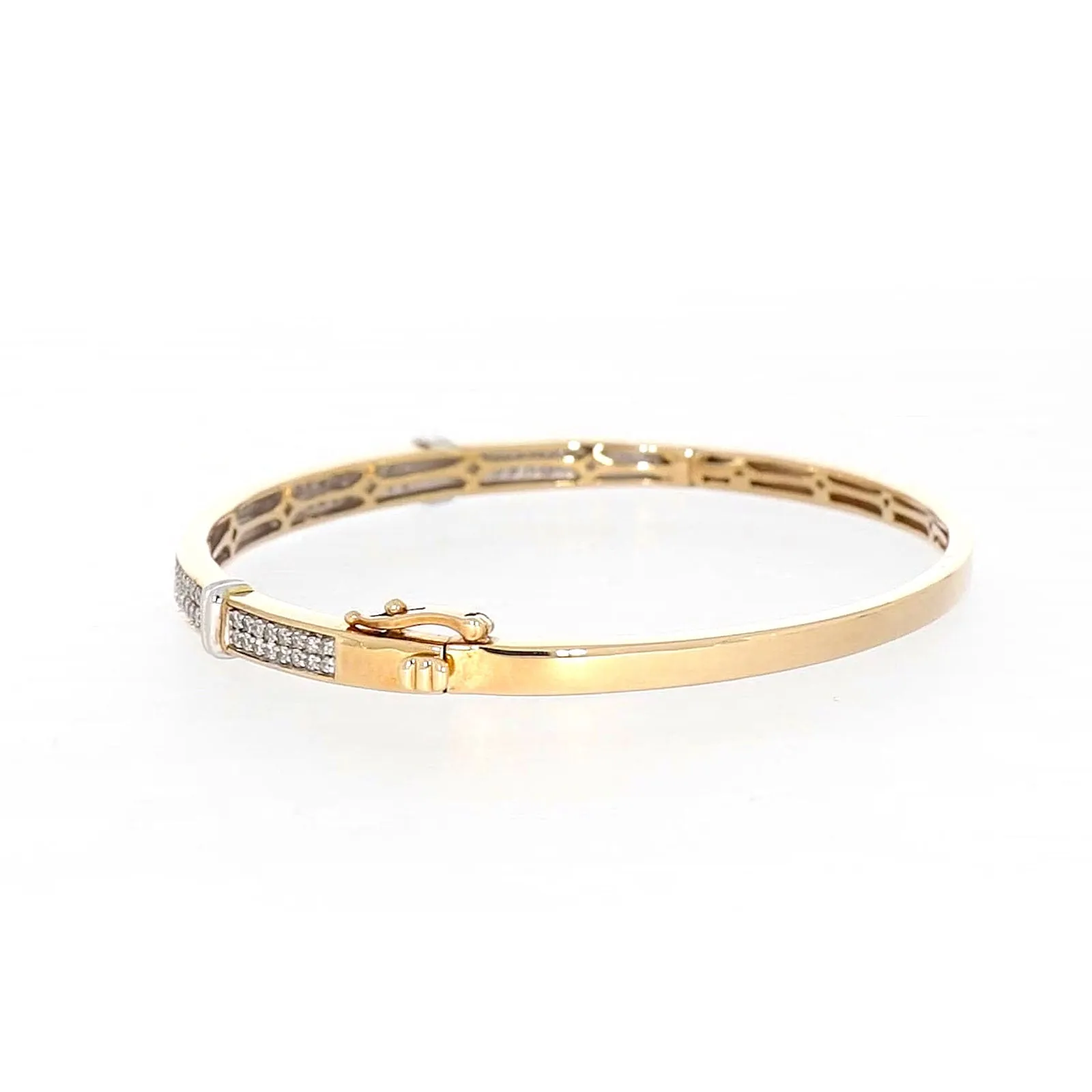 9ct Yellow Gold Round Brilliant Cut with 1 CARAT tw of Diamonds Bangle