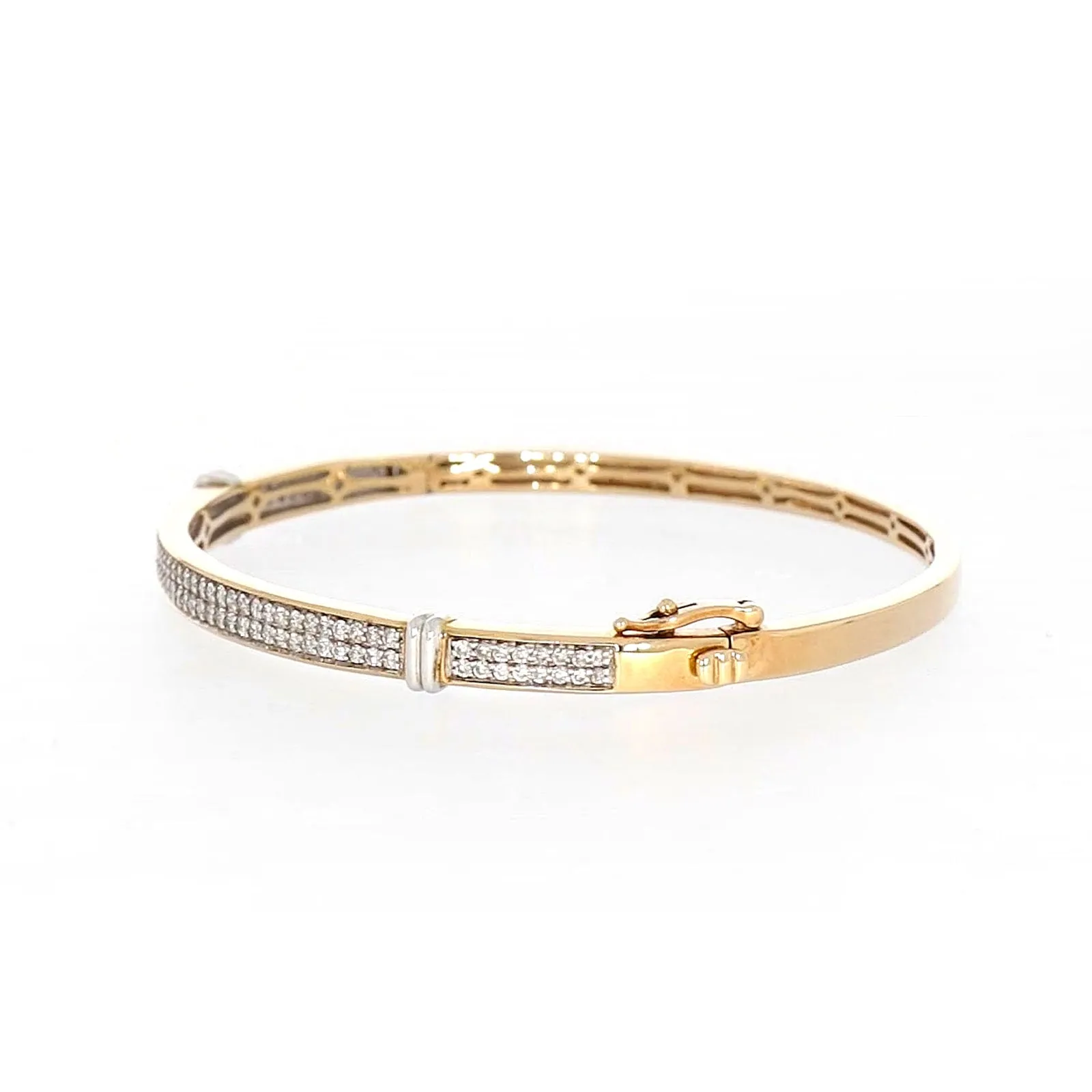 9ct Yellow Gold Round Brilliant Cut with 1 CARAT tw of Diamonds Bangle