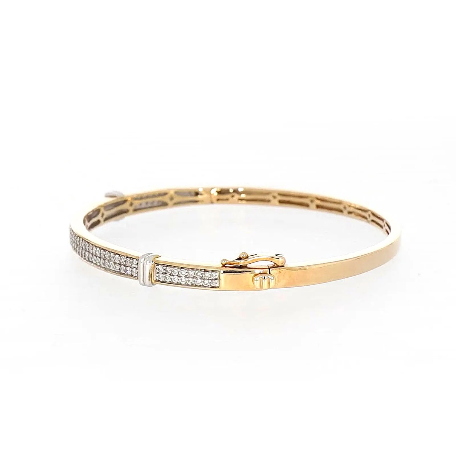 9ct Yellow Gold Round Brilliant Cut with 1 CARAT tw of Diamonds Bangle