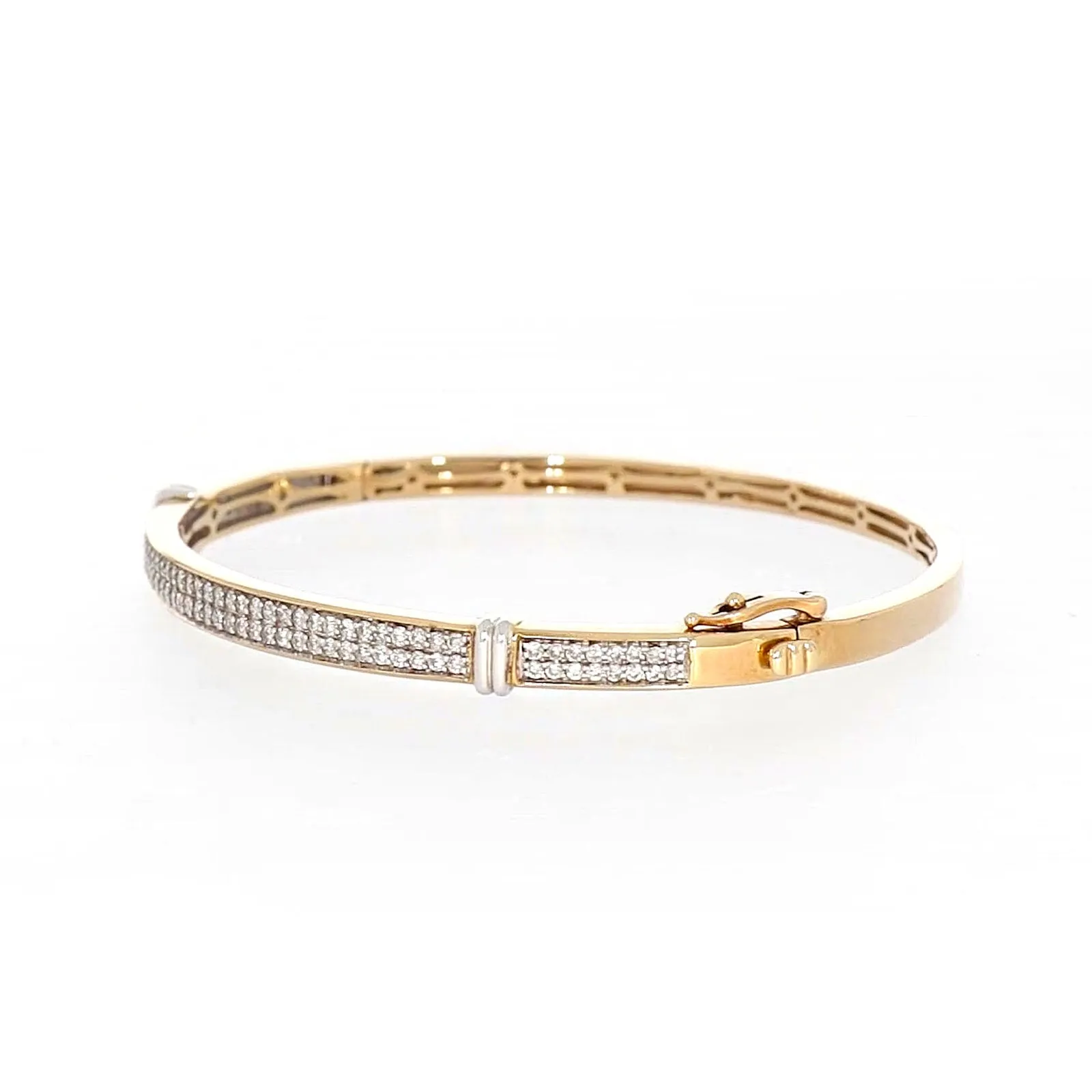 9ct Yellow Gold Round Brilliant Cut with 1 CARAT tw of Diamonds Bangle