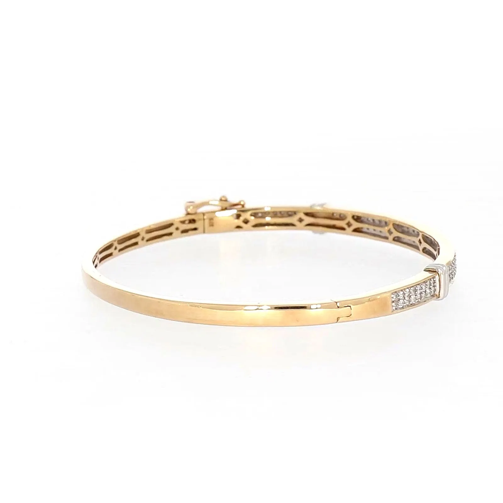 9ct Yellow Gold Round Brilliant Cut with 1 CARAT tw of Diamonds Bangle