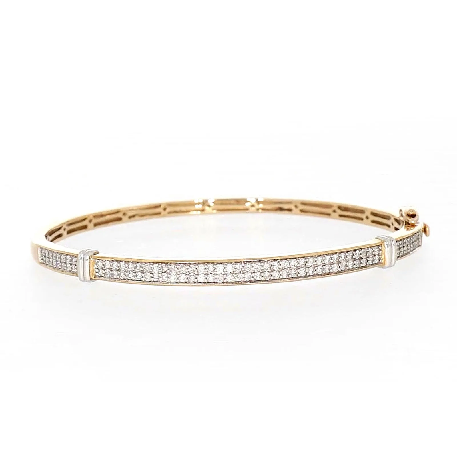 9ct Yellow Gold Round Brilliant Cut with 1 CARAT tw of Diamonds Bangle