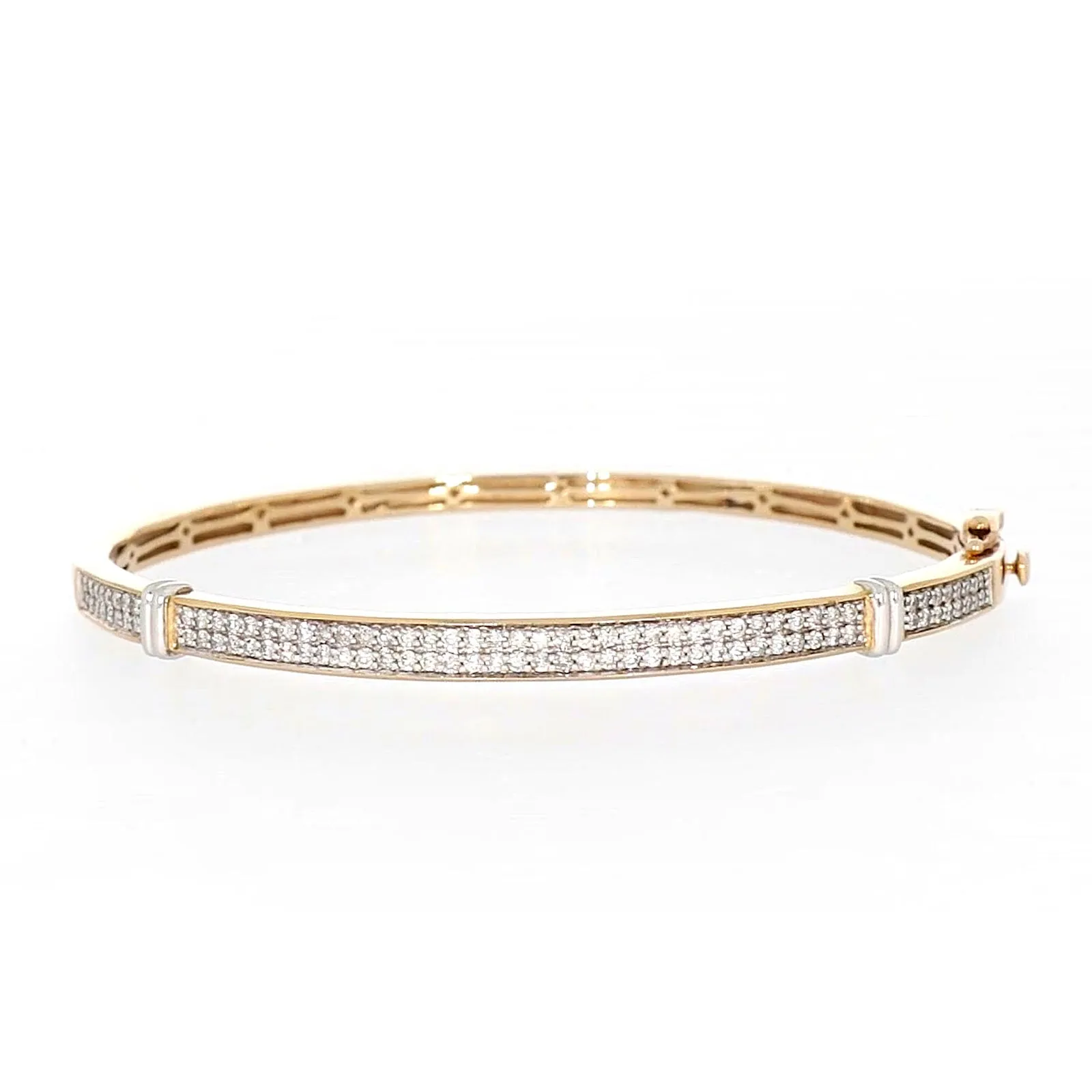 9ct Yellow Gold Round Brilliant Cut with 1 CARAT tw of Diamonds Bangle