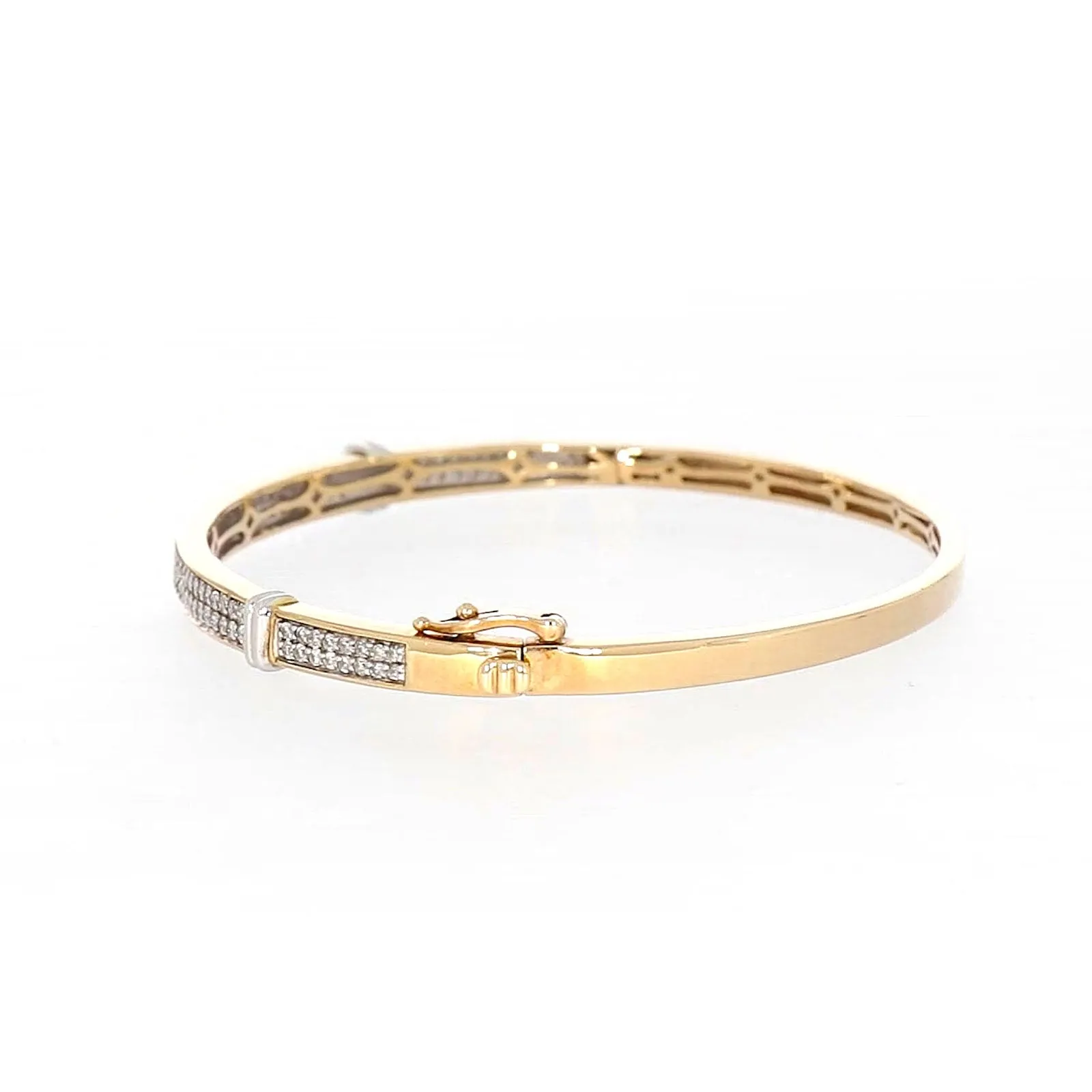 9ct Yellow Gold Round Brilliant Cut with 1 CARAT tw of Diamonds Bangle